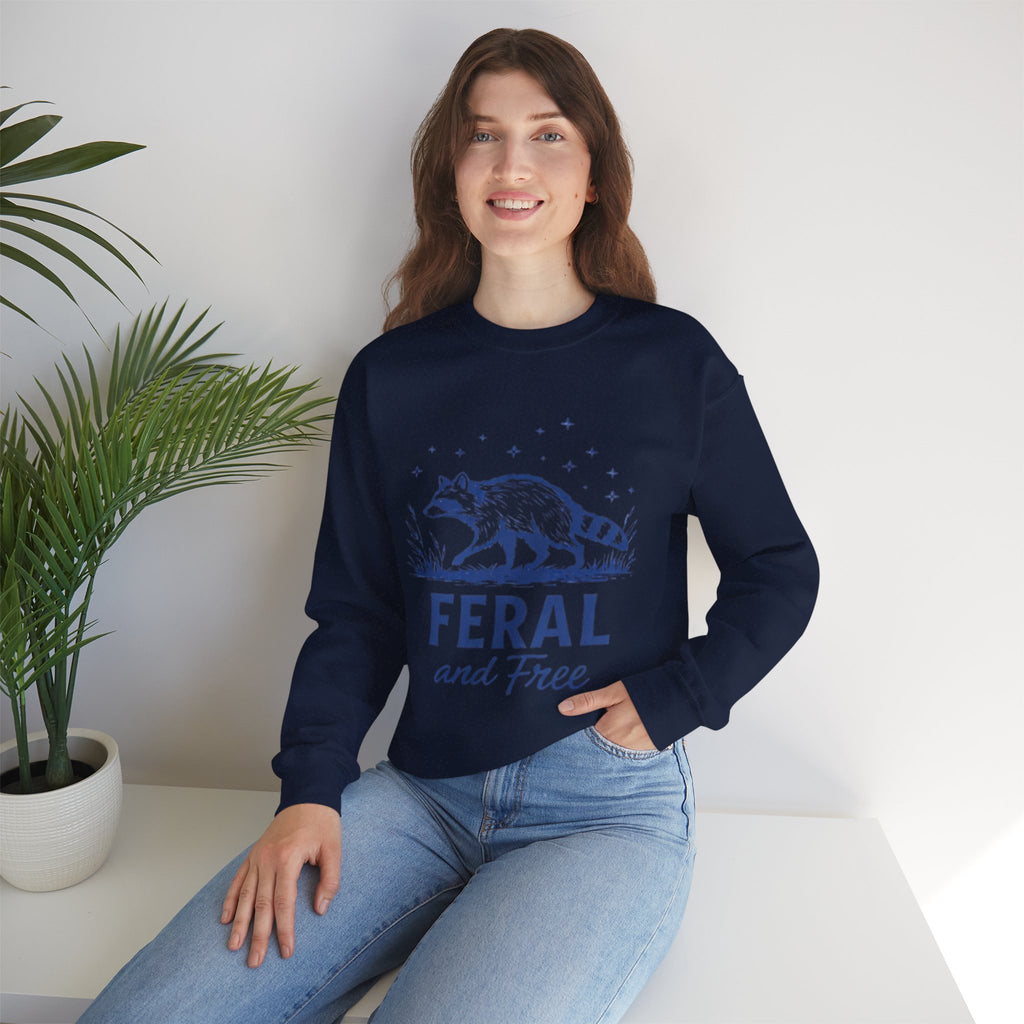Raccoon "Feral and Free" Crewneck Sweatshirt