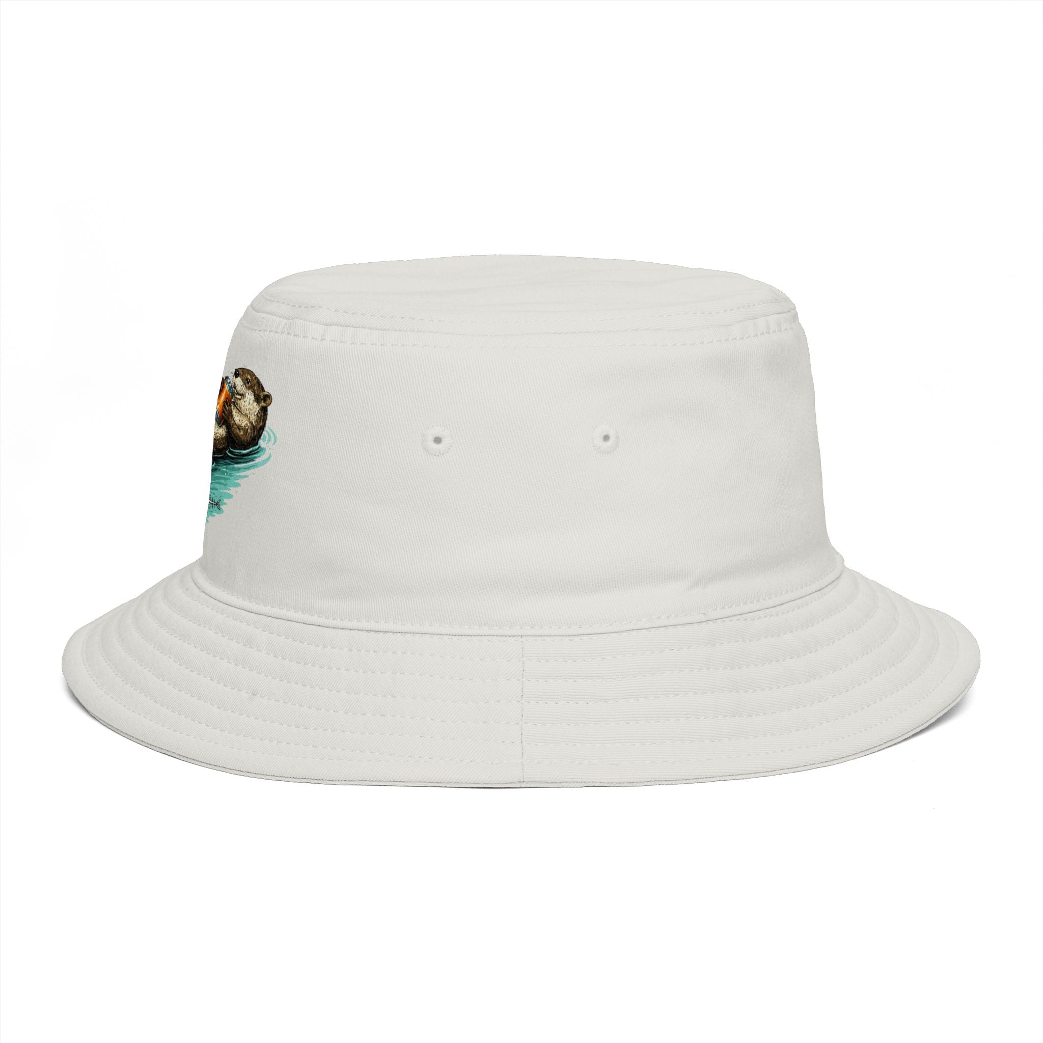 Otter Float Bucket Hat | Cute River Otter Relaxing on Water, Casual Outdoor Sun Hat