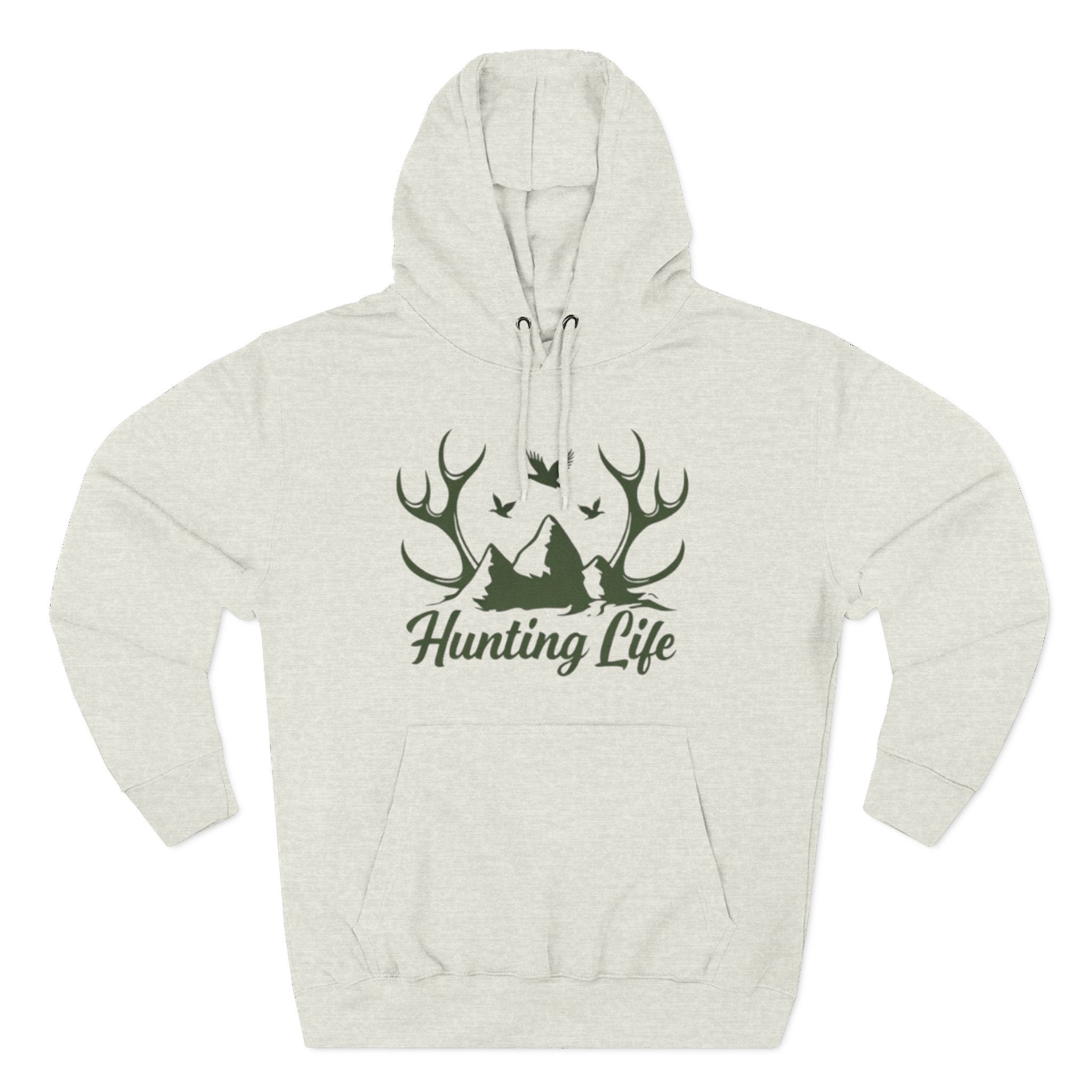 Hunting Life Hoodie | Antler Mountain & Birds Outdoor Hunting Hooded Sweatshirt