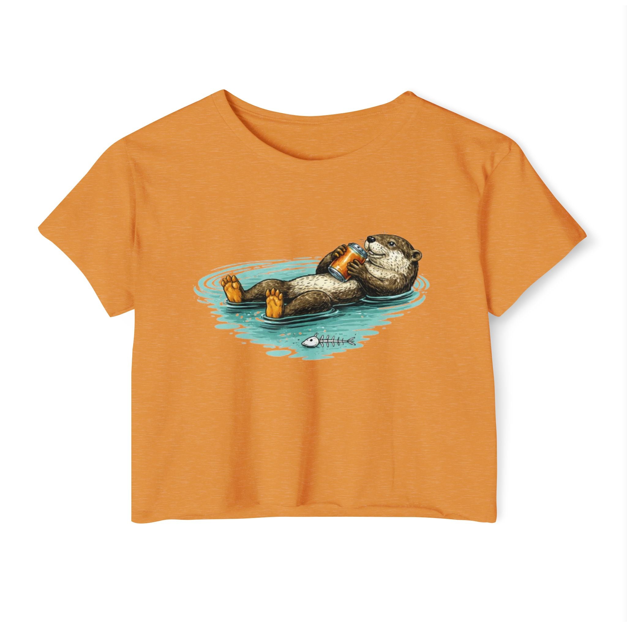 Otter with Beer Cute Festival Crop Top | Floating Otter Design
