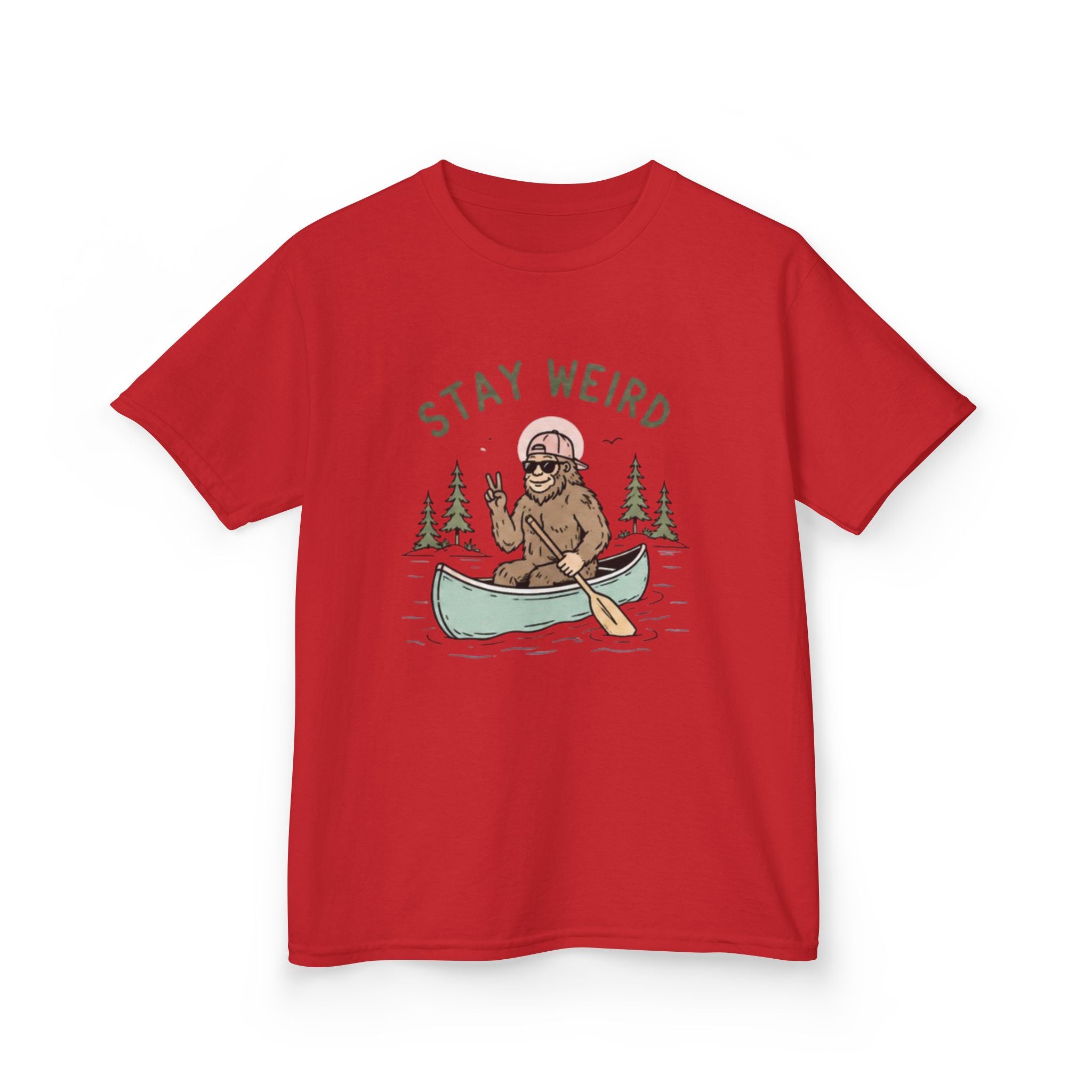 Kids Tee | "Stay Weird" Canoe Sasquatch Graphic