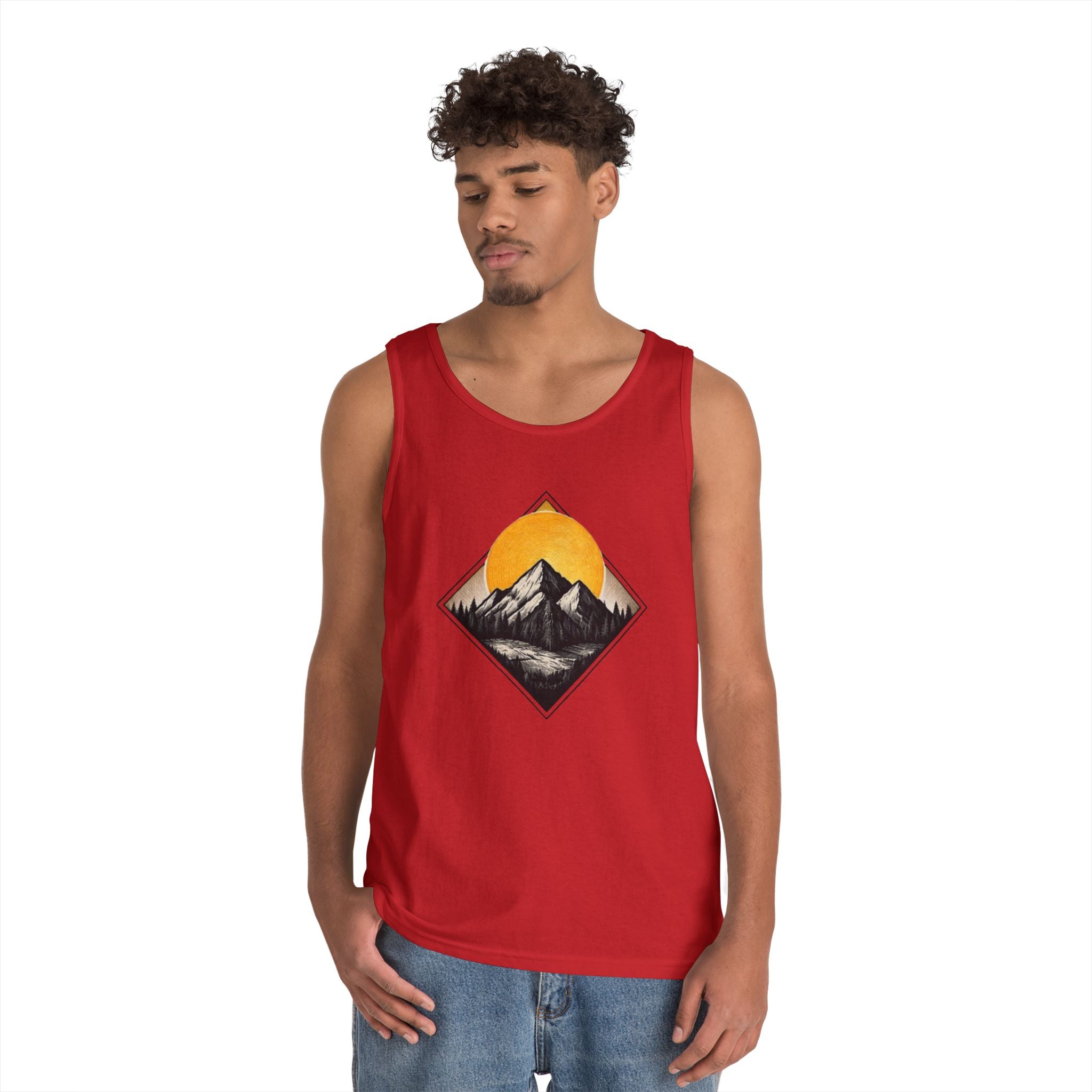 Mountain Explorer Tank Top | Retro Sunset Mountain Graphic