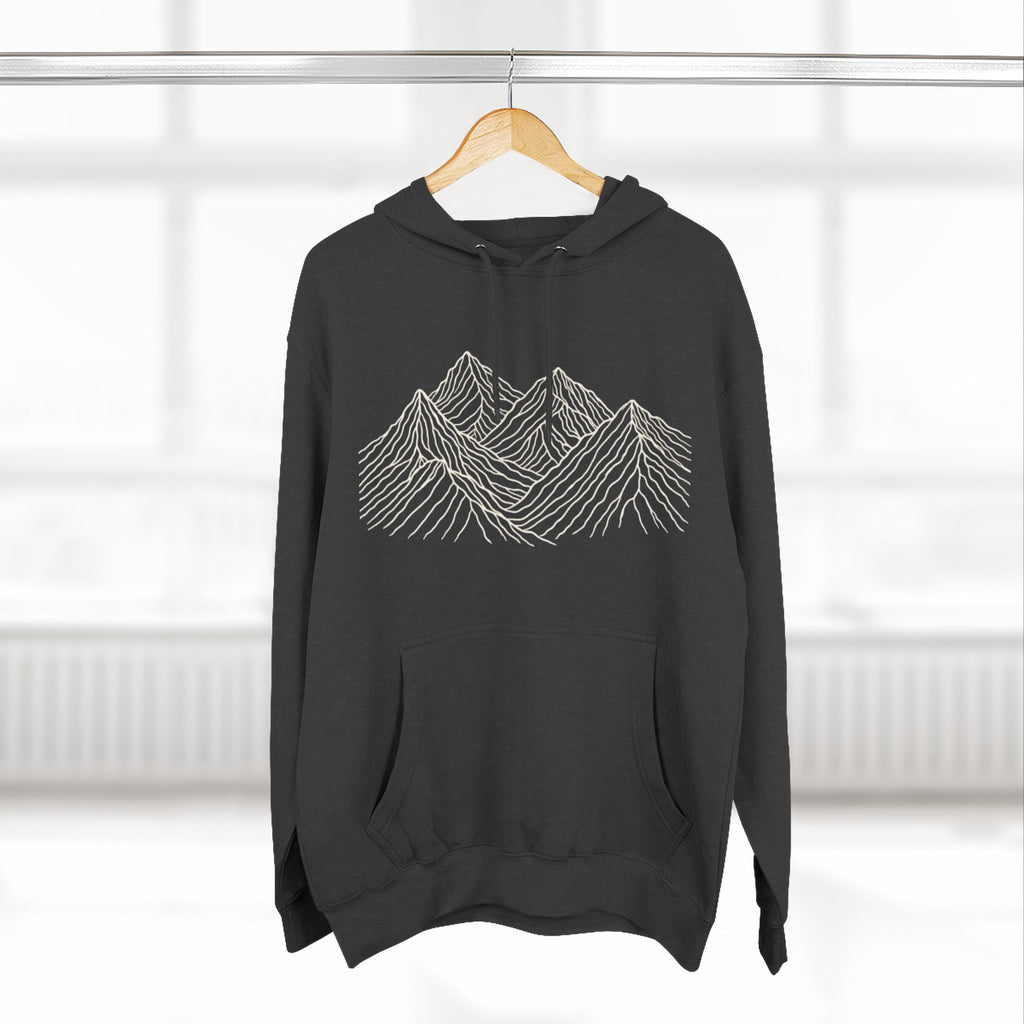 Mountain Linework Fleece Hoodie | Three Panel Mountain Landscape Design