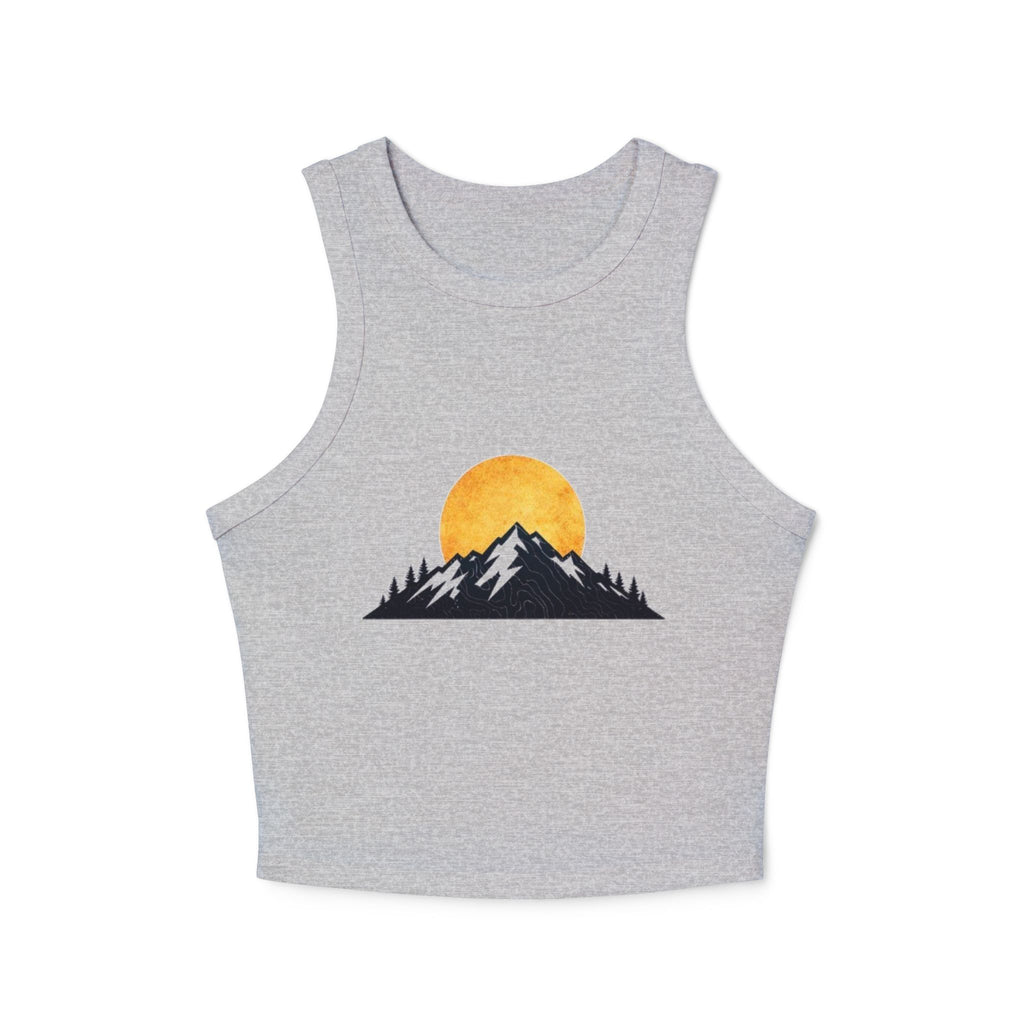 Sunset Mountain Racer Tank | Womens Cropped Graphic Tank Top