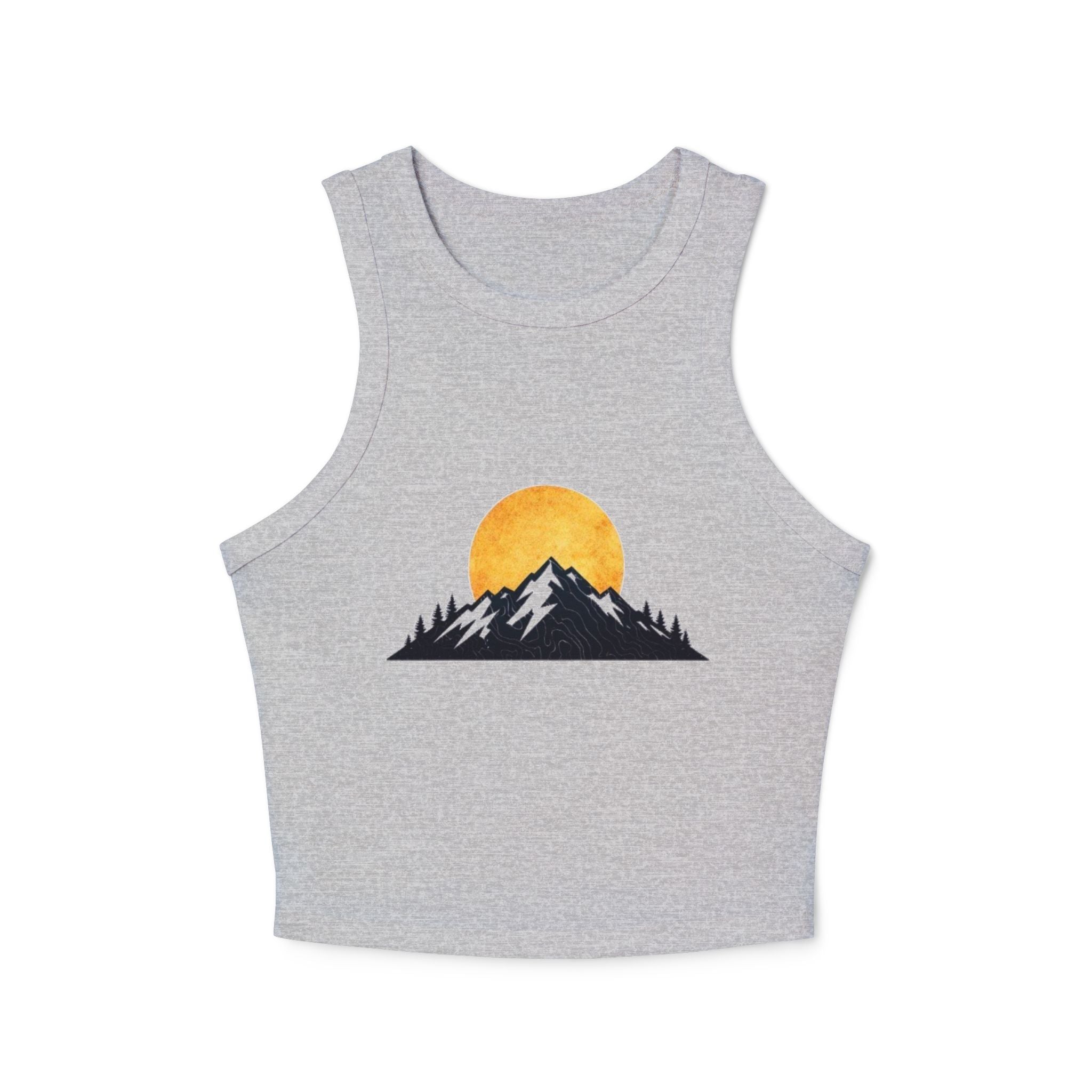 Sunset Mountain Racer Tank | Womens Cropped Graphic Tank Top
