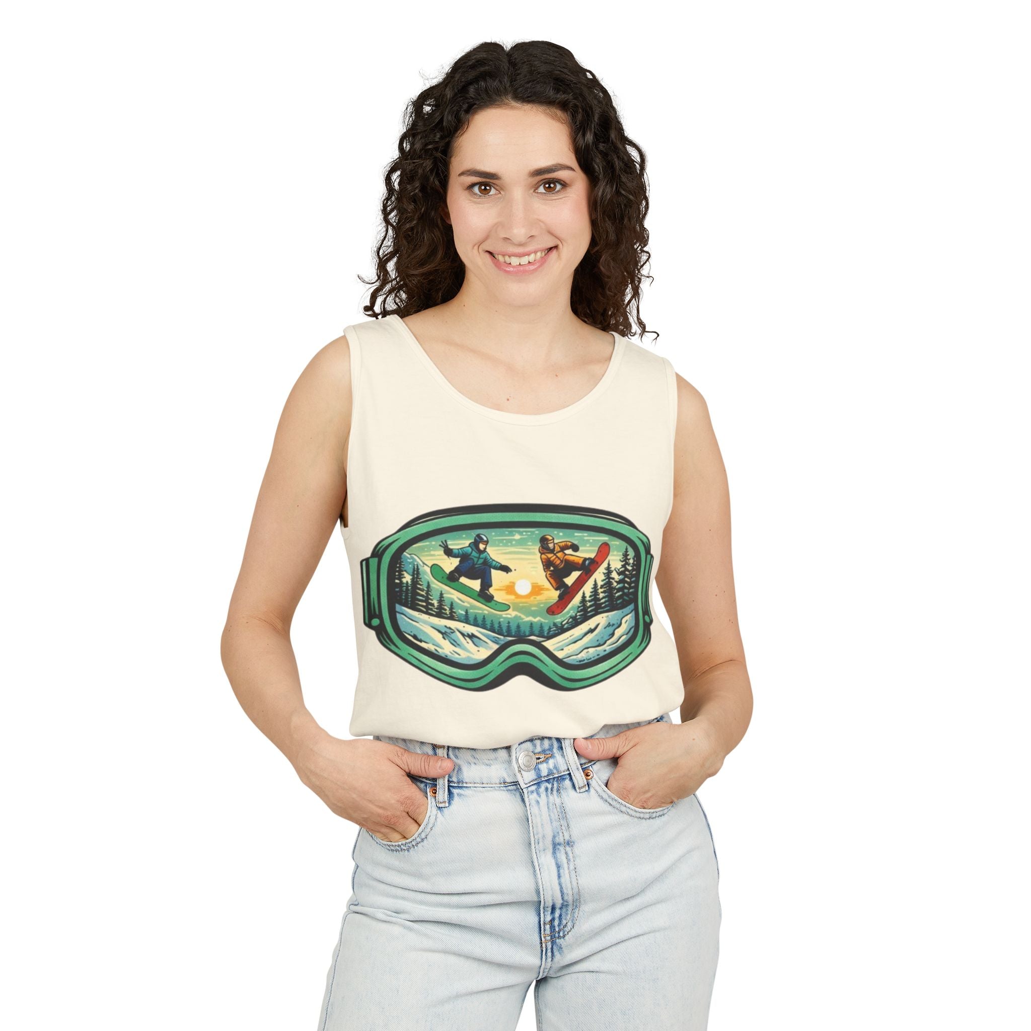 Snowboarding Mountain Goggles Tank Top
