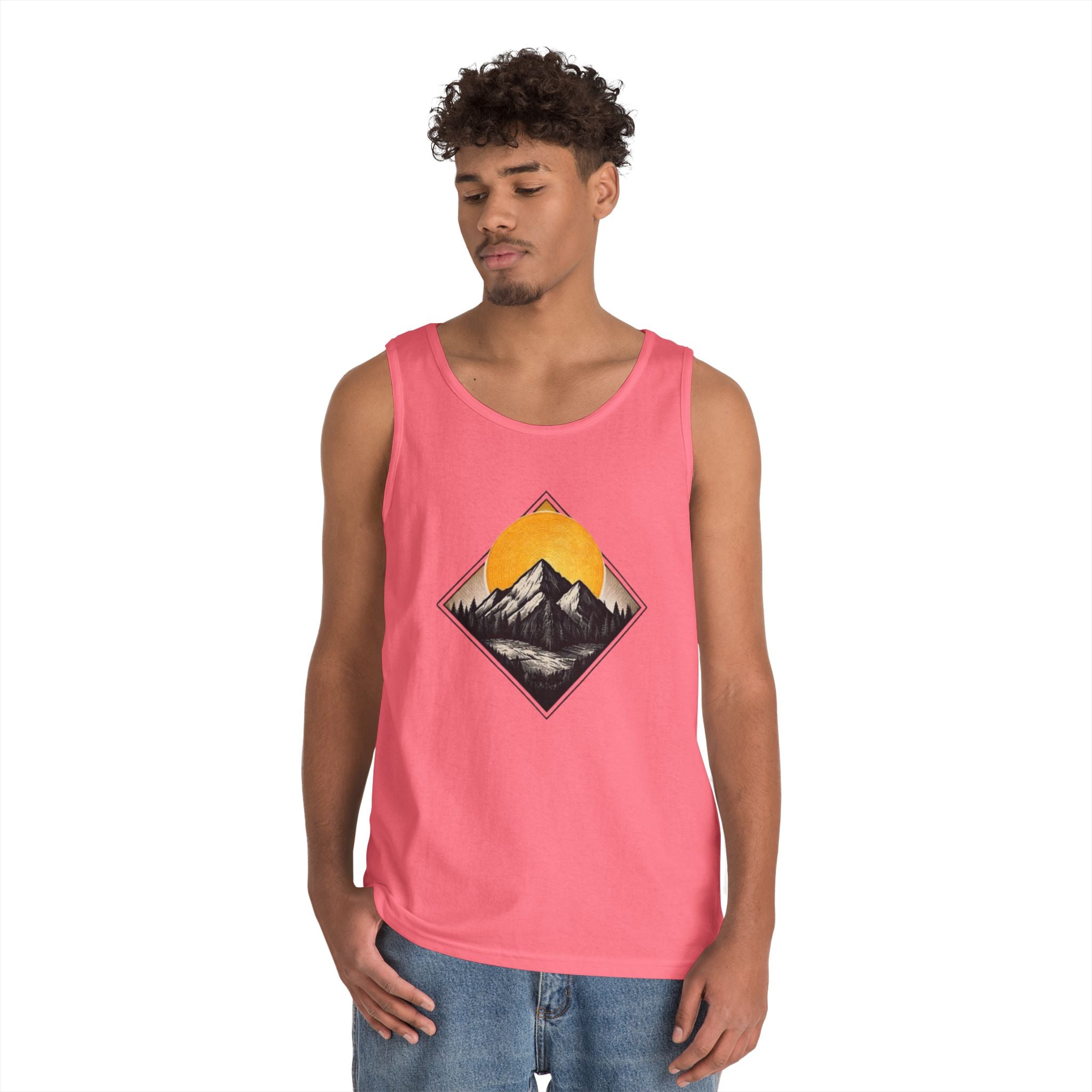 Mountain Explorer Tank Top | Retro Sunset Mountain Graphic