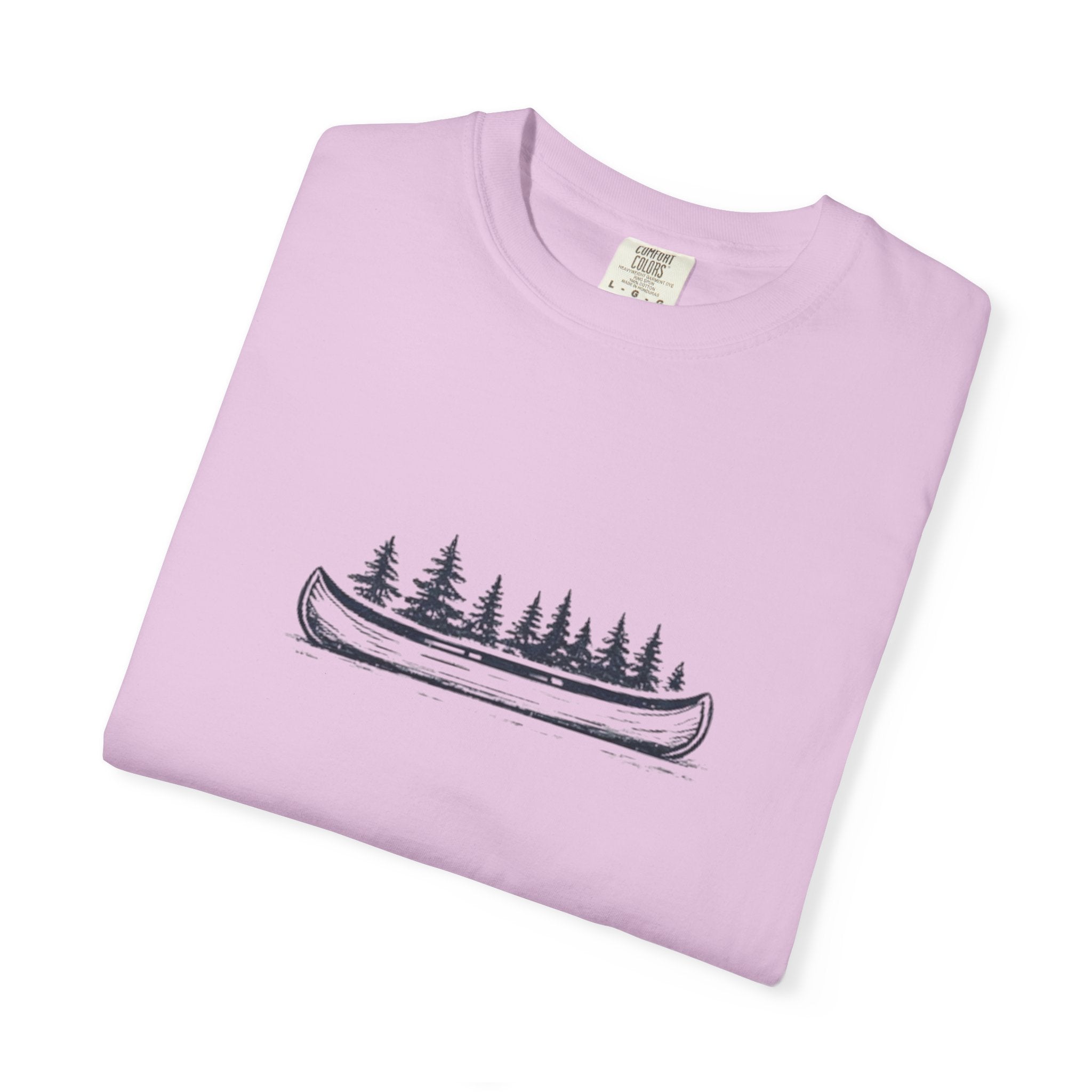 Canoe & Pines T-Shirt | Minimal Outdoor Adventure Graphic Tee