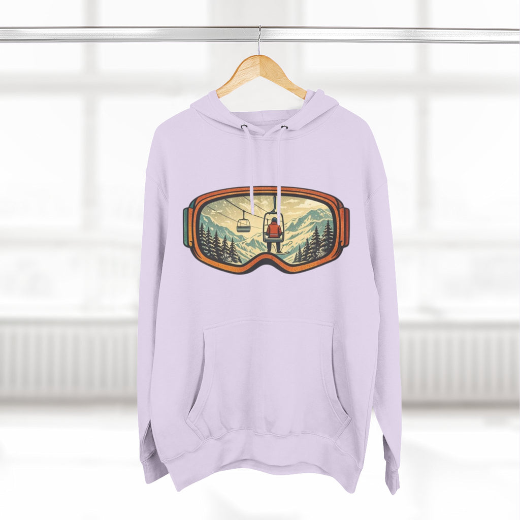 Ski Goggles Graphic Hoodie | Mountain Lift Scene Pullover