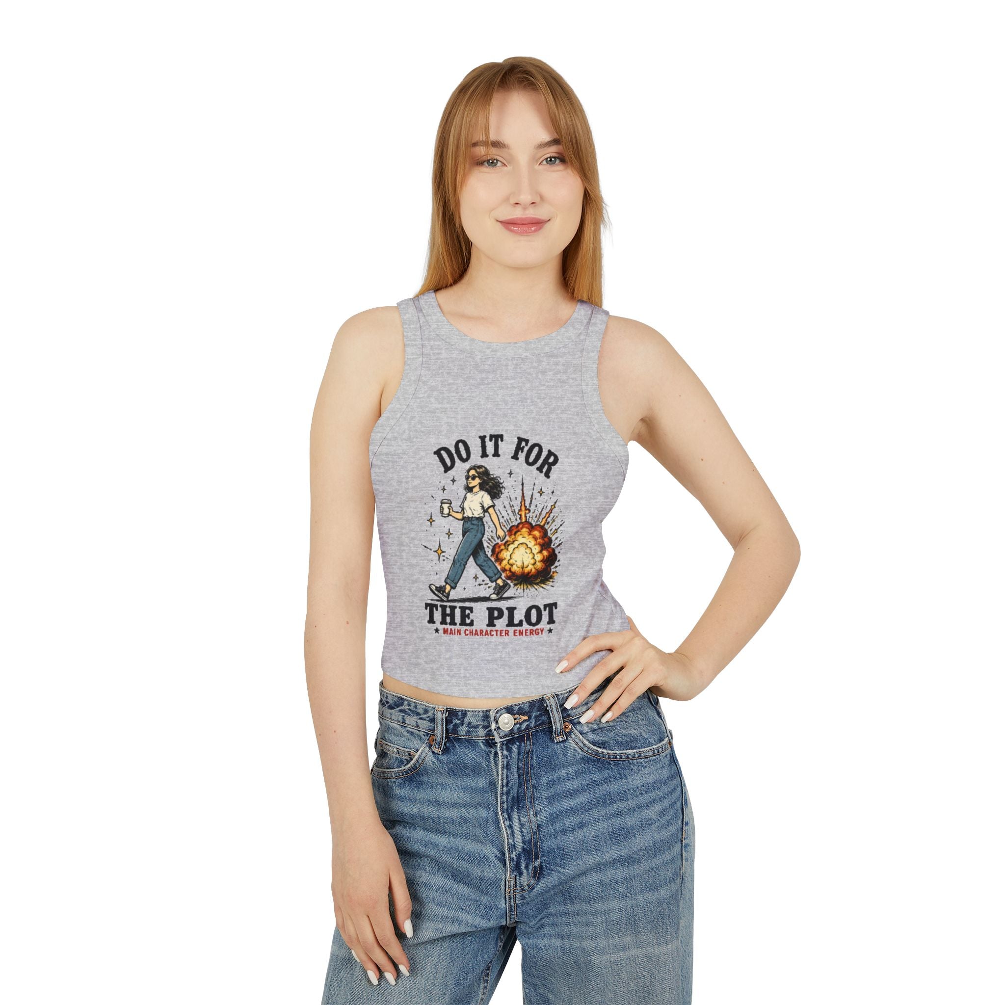 Do It For The Plot Womens Racer Tank | Main Character Energy Micro Rib Tank