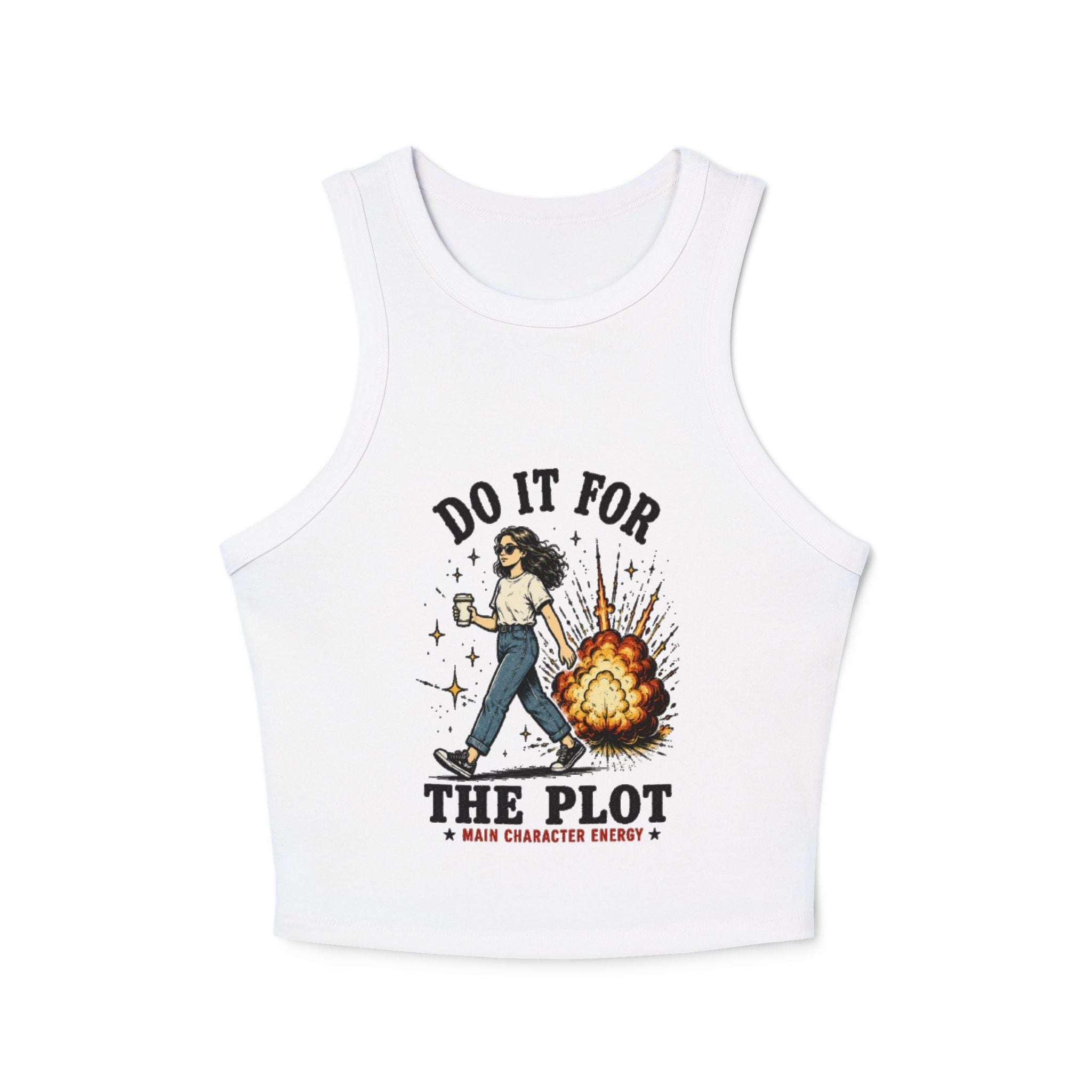 Do It For The Plot Womens Racer Tank | Main Character Energy Micro Rib Tank