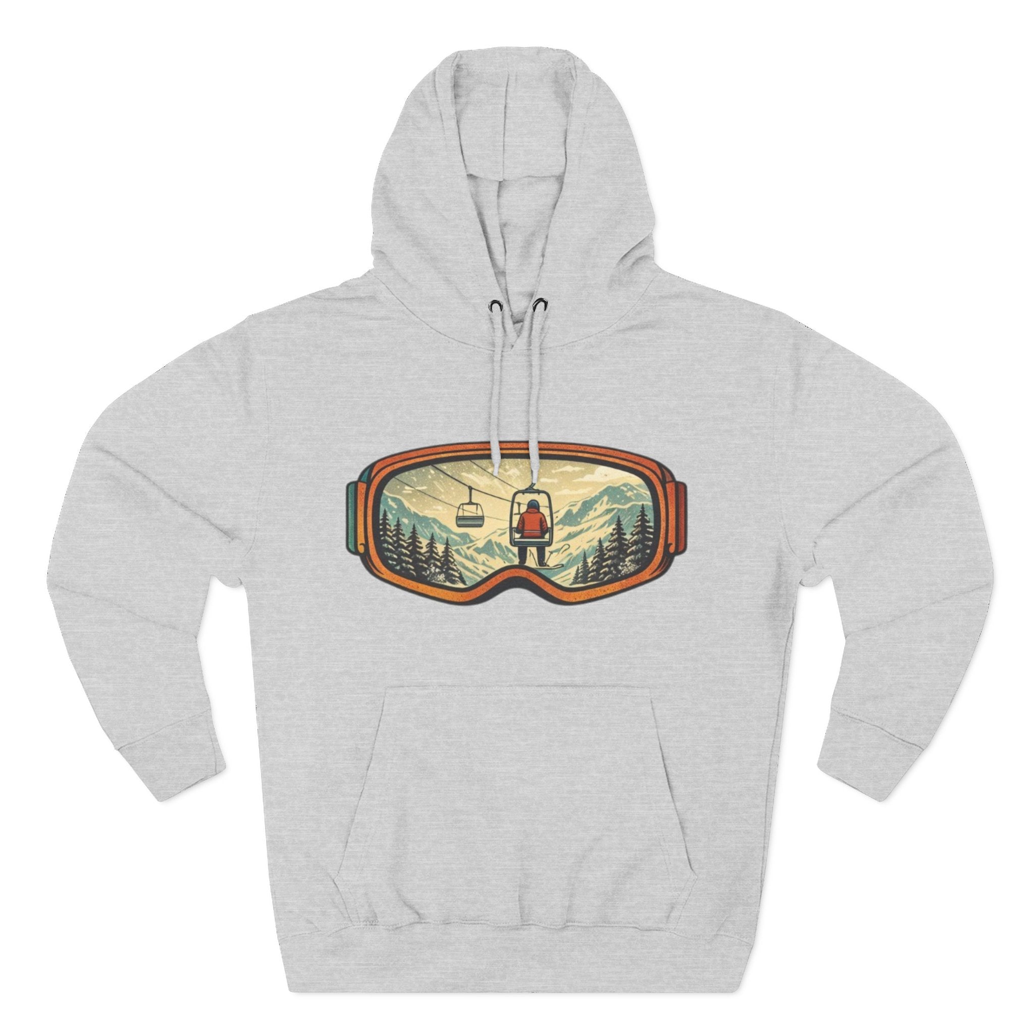 Ski Goggles Graphic Hoodie | Mountain Lift Scene Pullover
