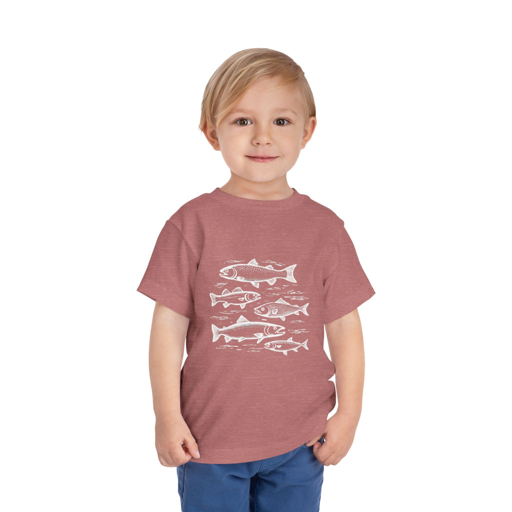 Toddler Tee | Vintage Fish Sketches Kids Short Sleeve Shirt