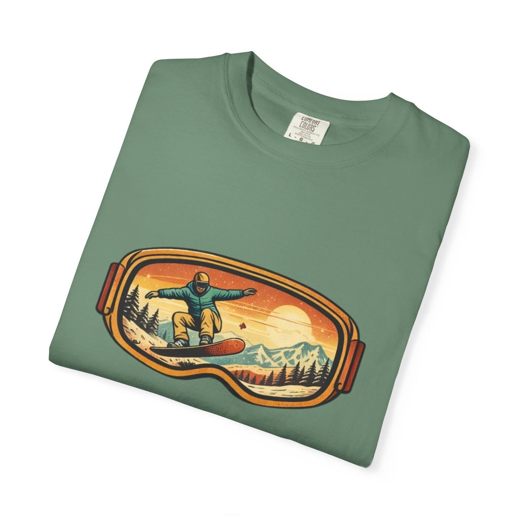 Snowboard Goggles Graphic T-Shirt | Retro Mountain Snowboarding Tee