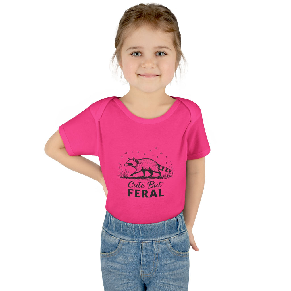 Infant Bodysuit  "Cute But Feral" Raccoon Baby Onesie | Funny Newborn Shower Gift