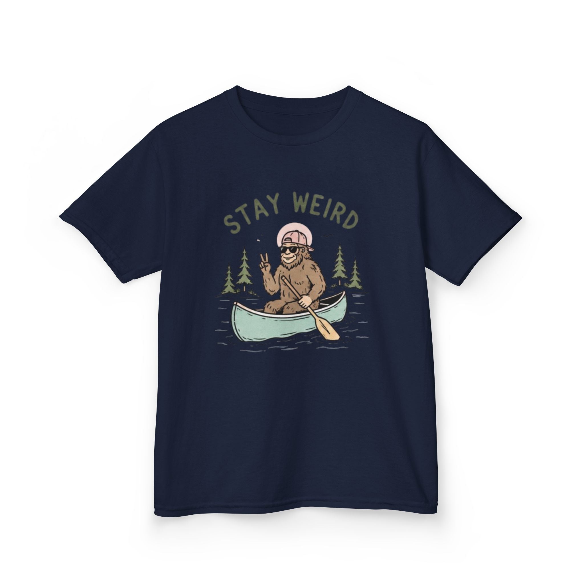 Kids Tee | "Stay Weird" Canoe Sasquatch Graphic