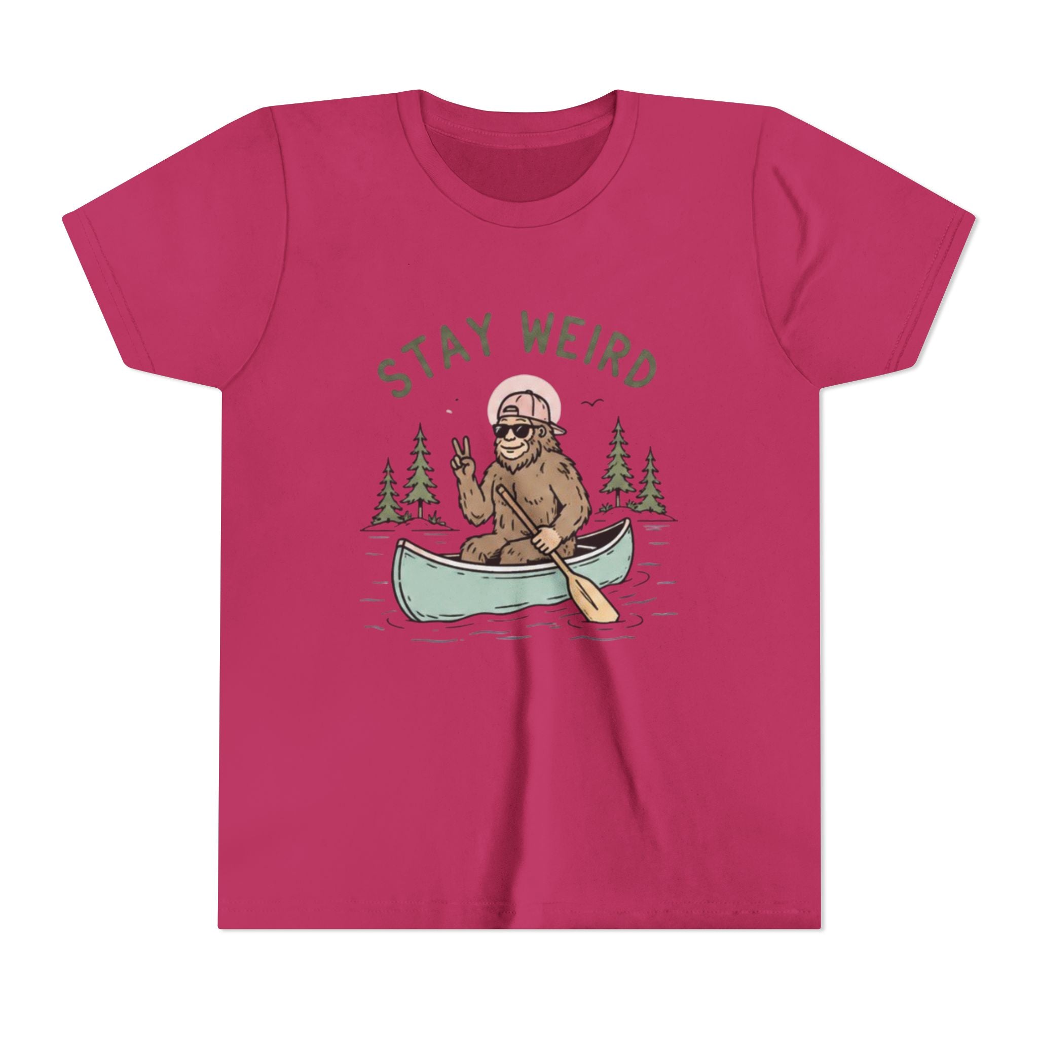 Youth T-Shirt | "Stay Weird" Canoe Bigfoot Graphic Tee