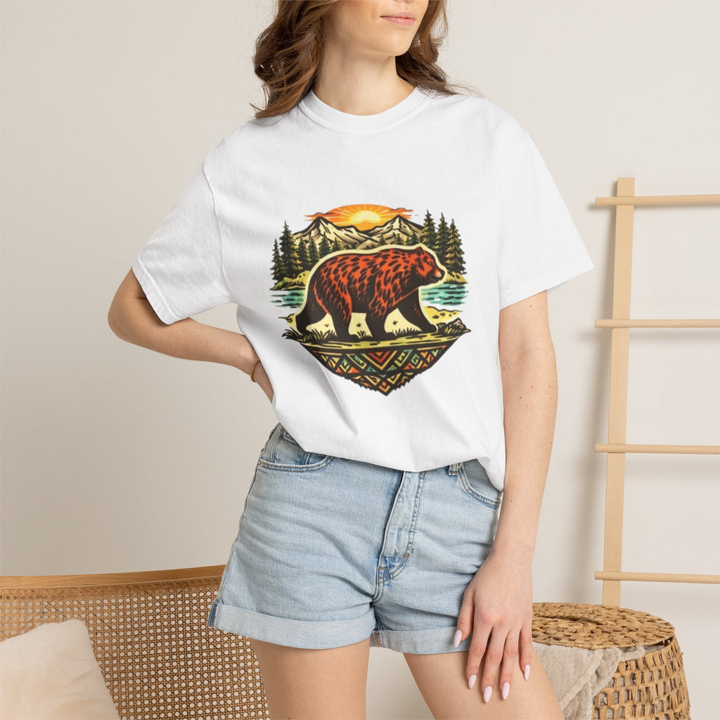 Bear Sunset T-Shirt | Vintage Forest Adventure Graphic Tee