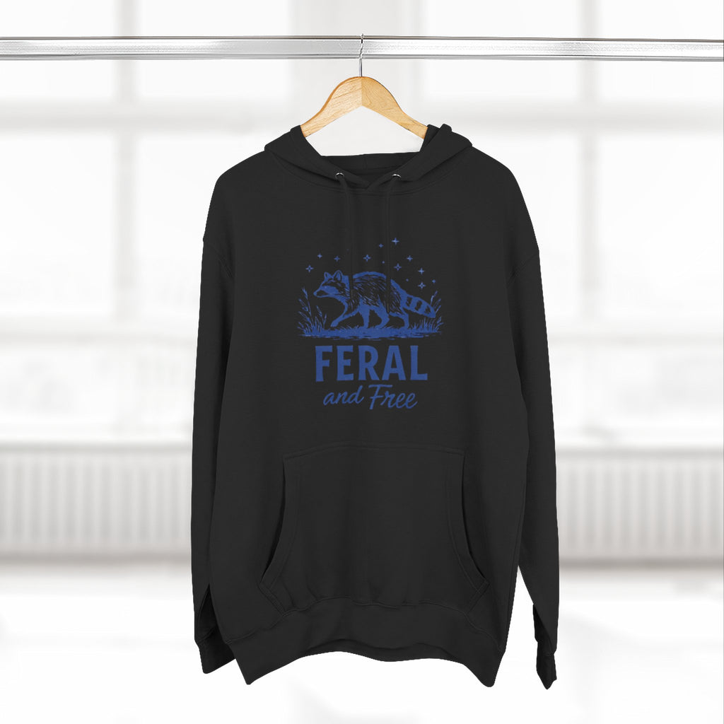 Hoodie | Feral and Free Raccoon Graphic Hoodie | Nature Lover Casual Pullover
