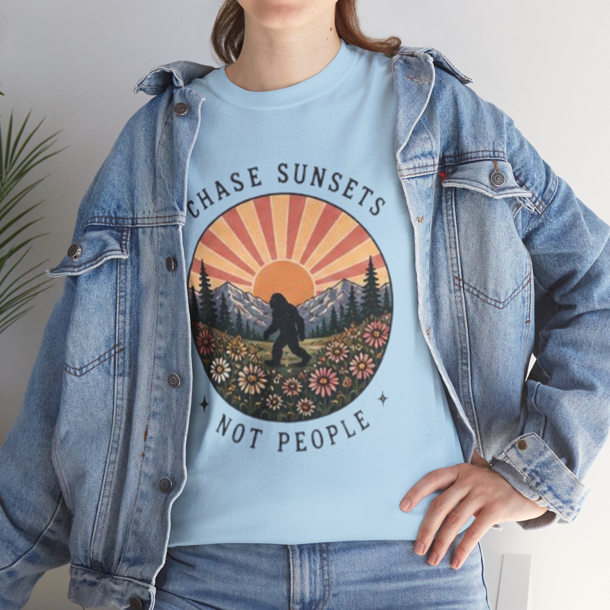 Chase Sunsets Not People Bigfoot Tee