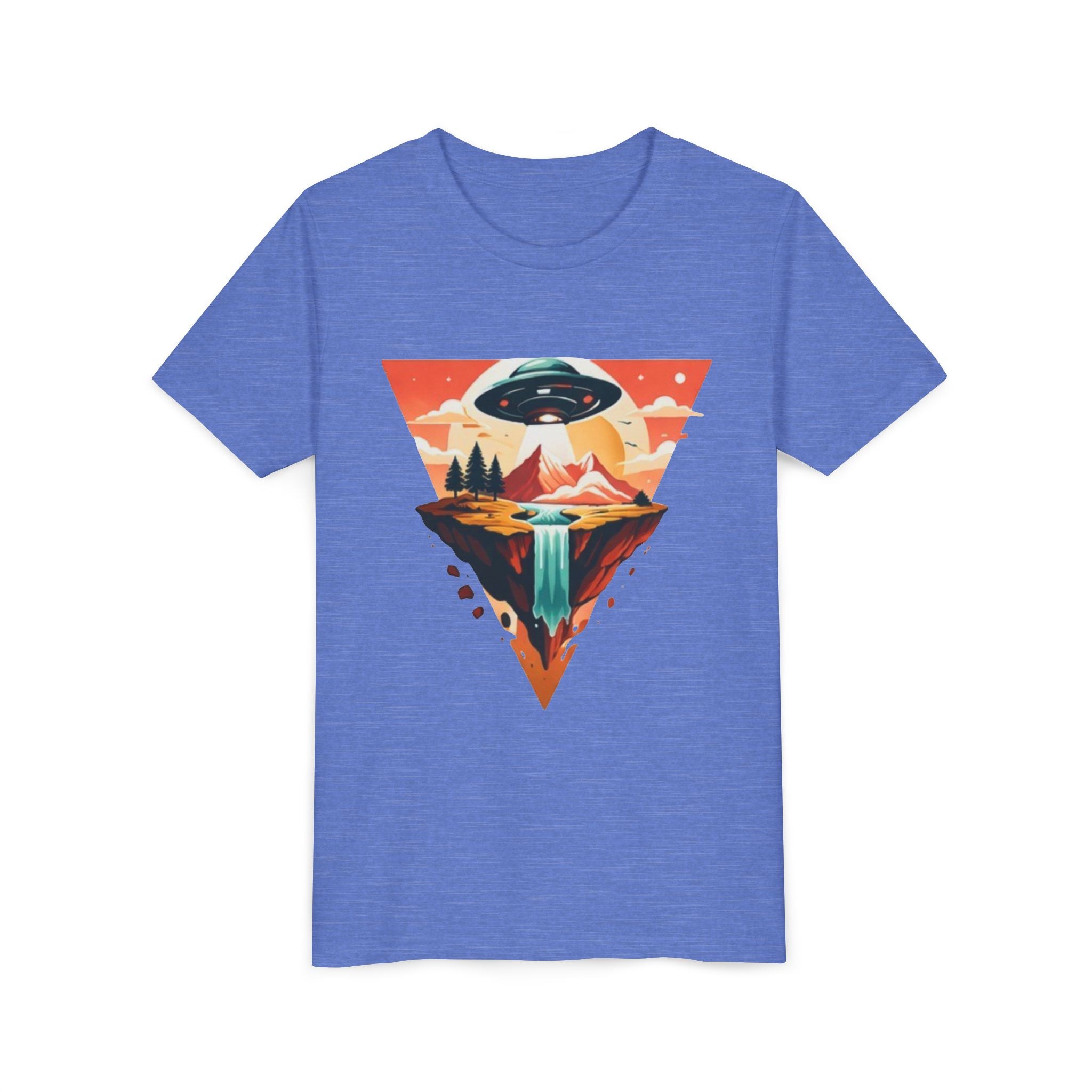 Youth Tee | UFO Mountain Landscape Graphic Tee | Alien Abduction Adventure