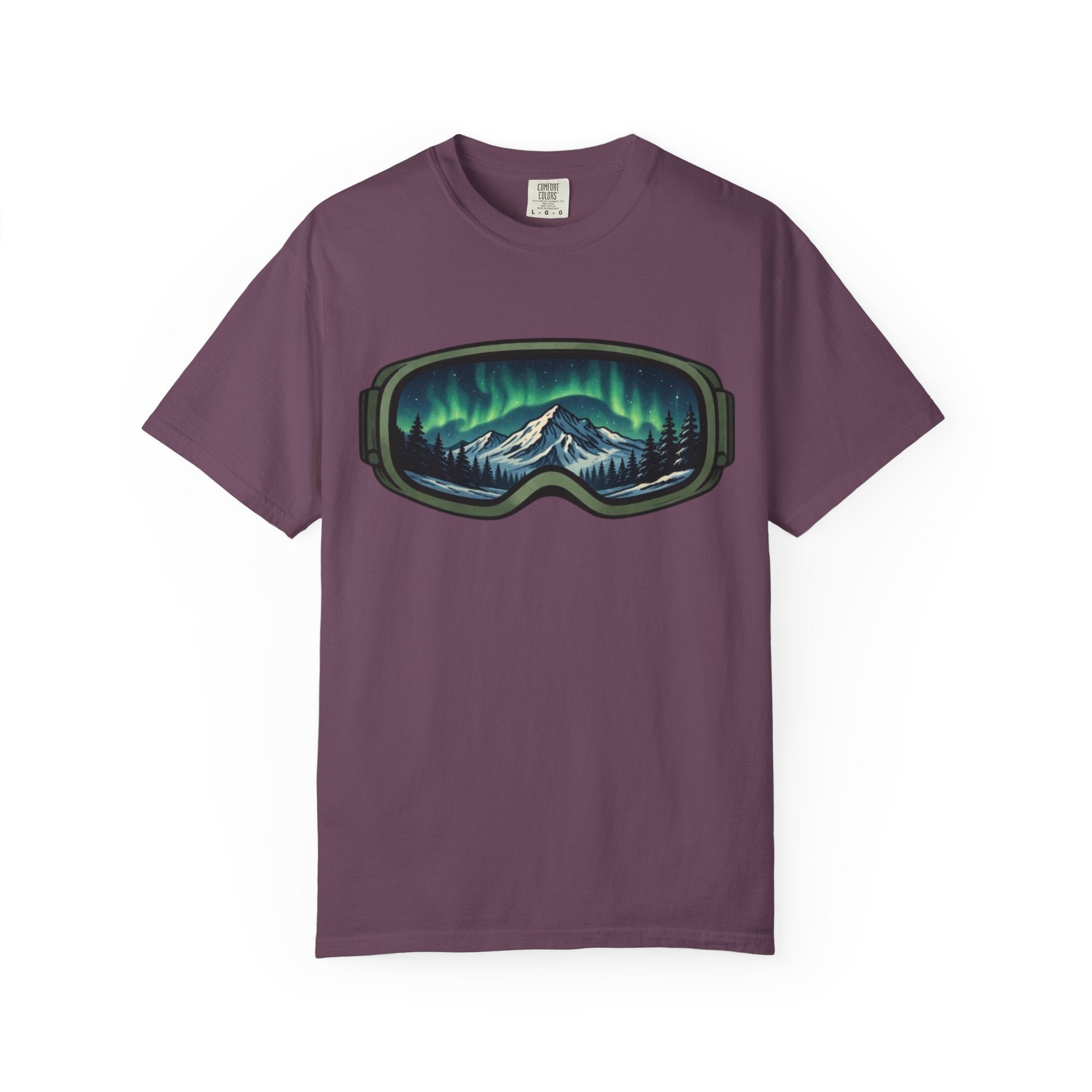 Aurora Ski Goggle T-Shirt | Mountain Night Northern Lights Graphic Tee