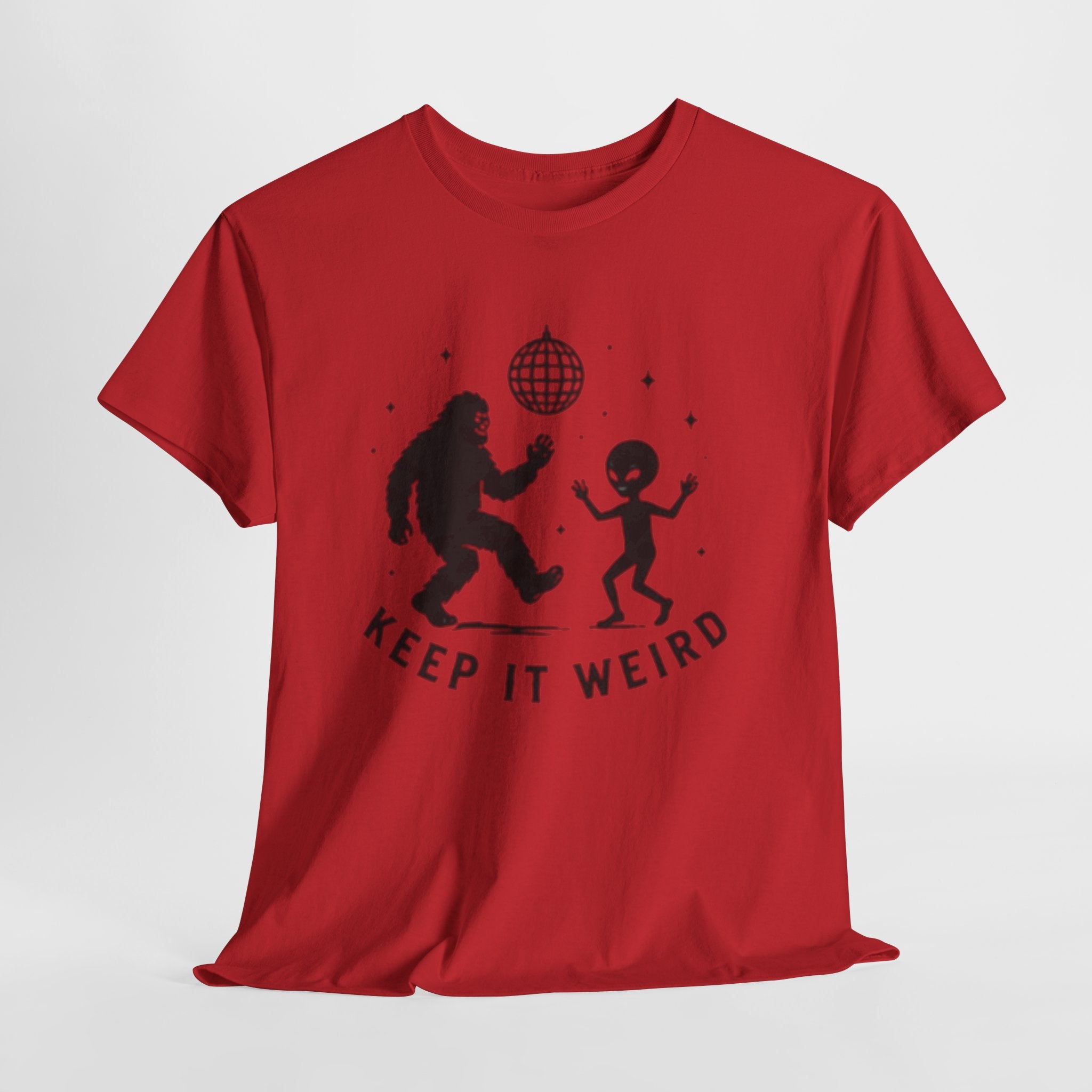 Keep It Weird T-Shirt | Dancing Bigfoot & Alien Disco Tee
