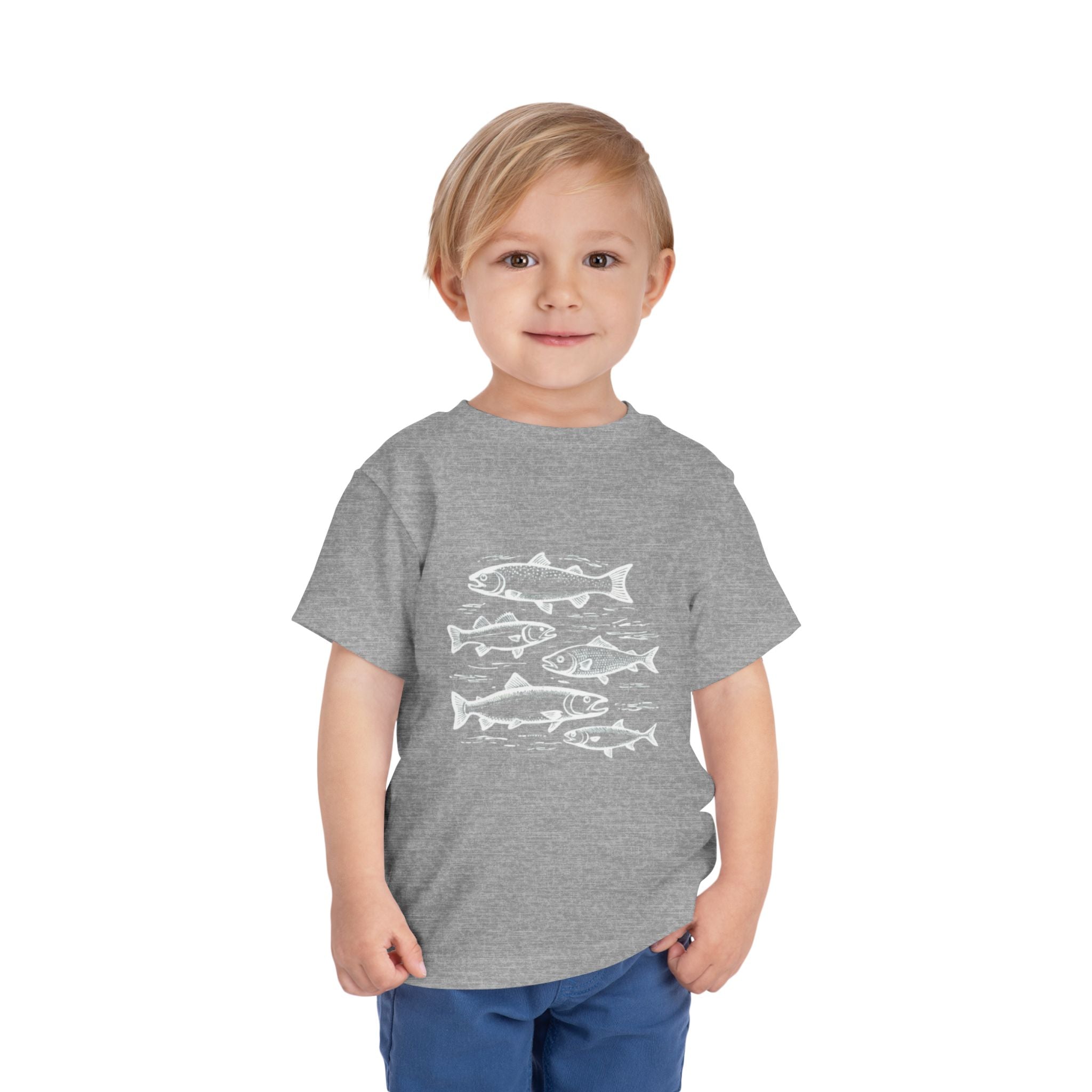 Toddler Tee | Vintage Fish Sketches Kids Short Sleeve Shirt