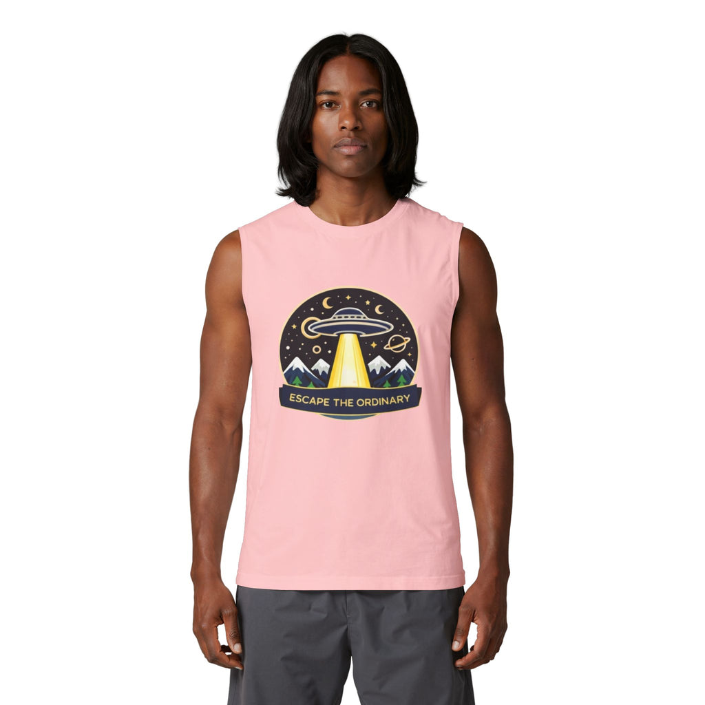 Escape the Ordinary UFO Tank Top | Adventure Graphic Muscle Tee