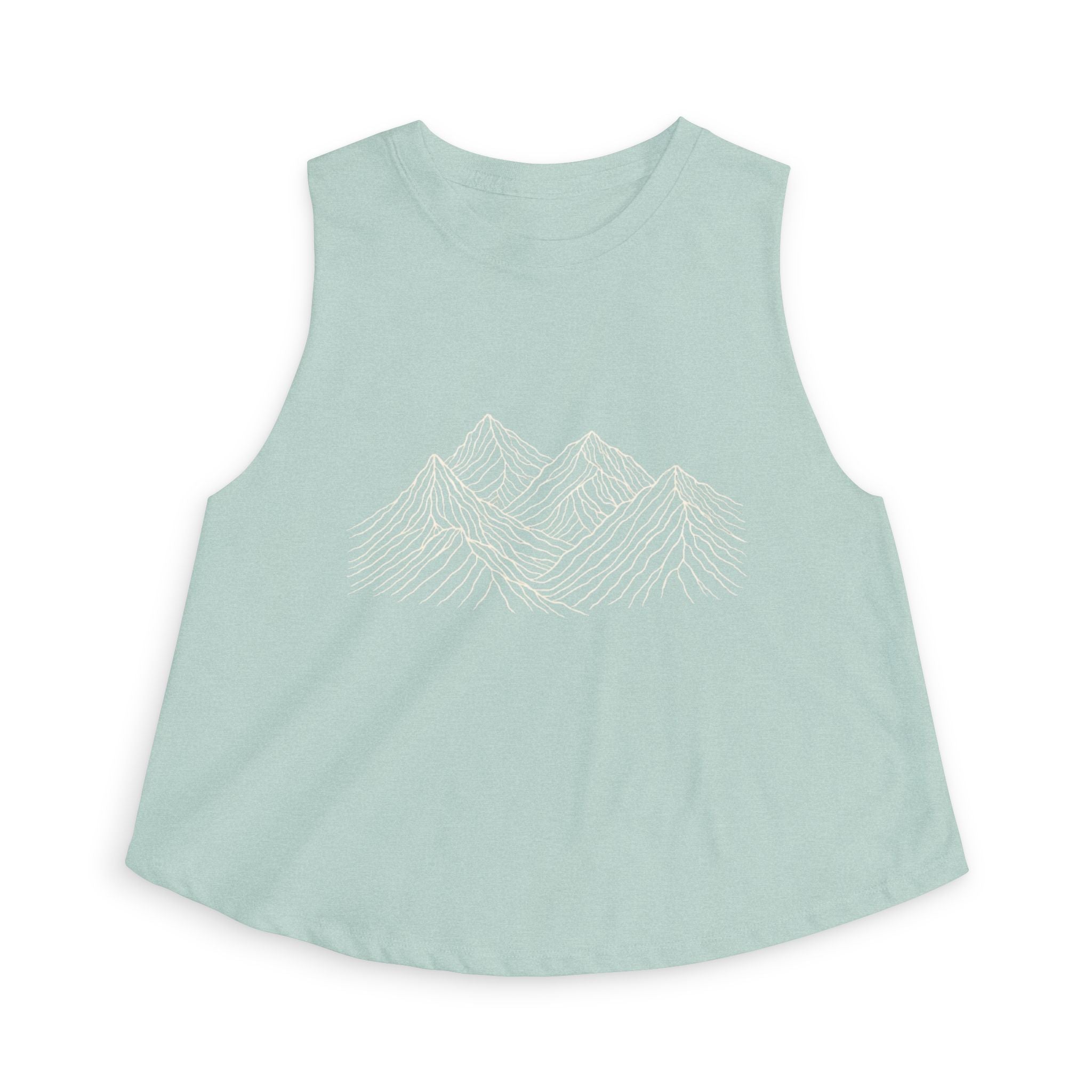Mountain Line Art Crop Top | Women's Scenic Graphic Tank for Outdoor Lovers