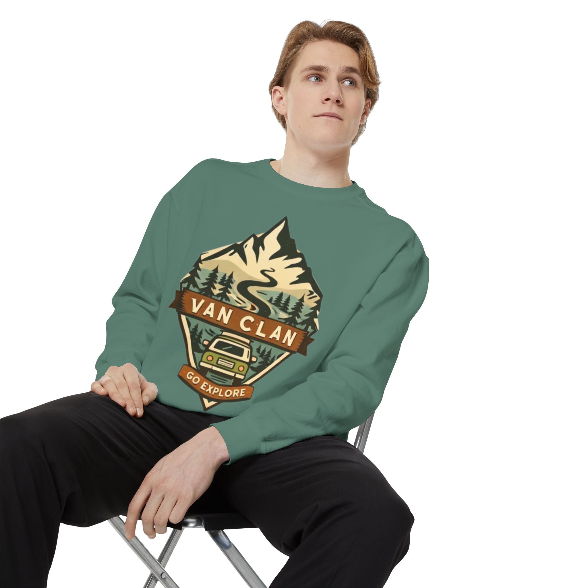 Van Clan Go Explore Sweatshirt | Vintage Mountain Van Adventure Crewneck
