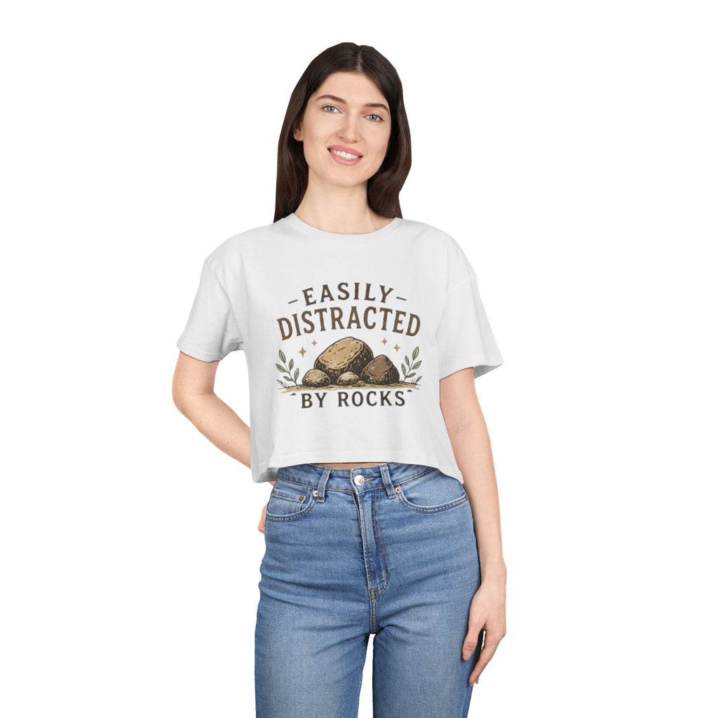 Easily Distracted by Rocks Crop Tee