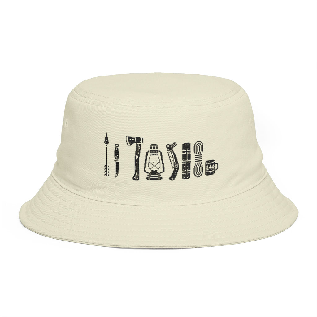 Pixel Art Camping Essentials Catalog Bucket Hat