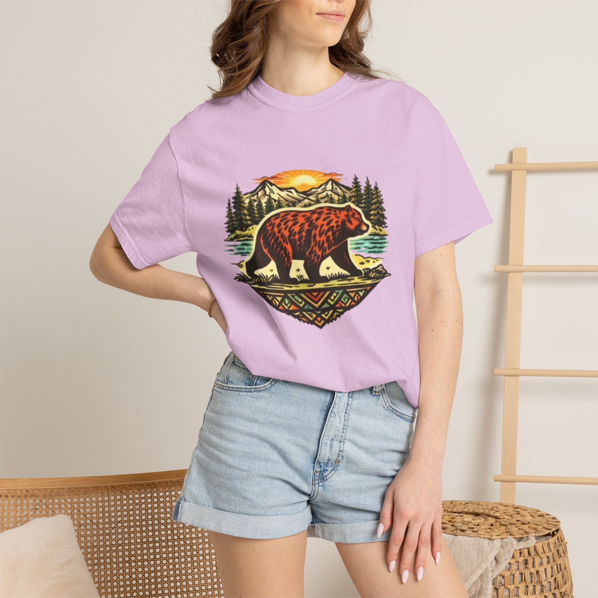 Bear Sunset T-Shirt | Vintage Forest Adventure Graphic Tee