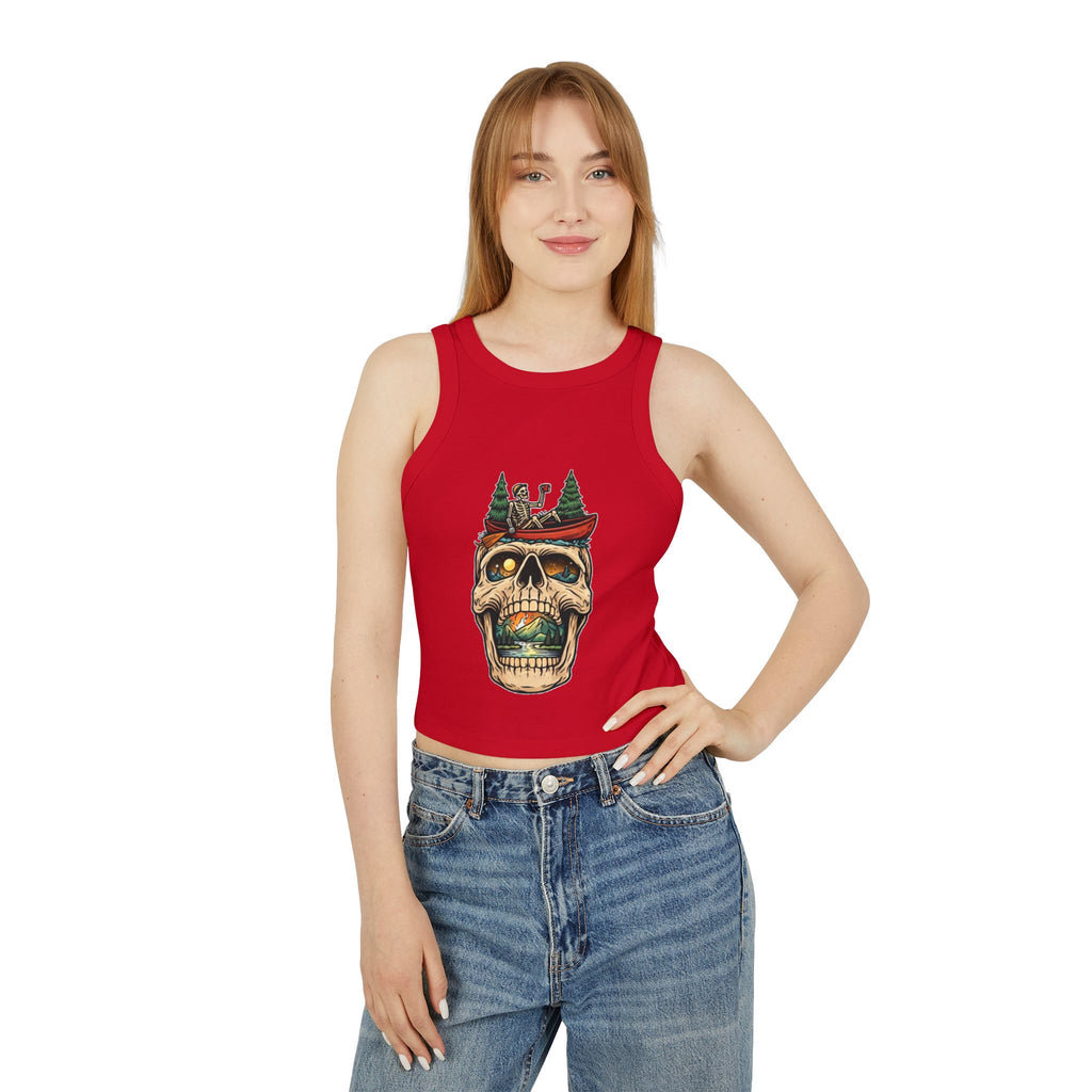 Skull Canoe Crop Tank | Adventure Skull Graphic Racerback Tank Top