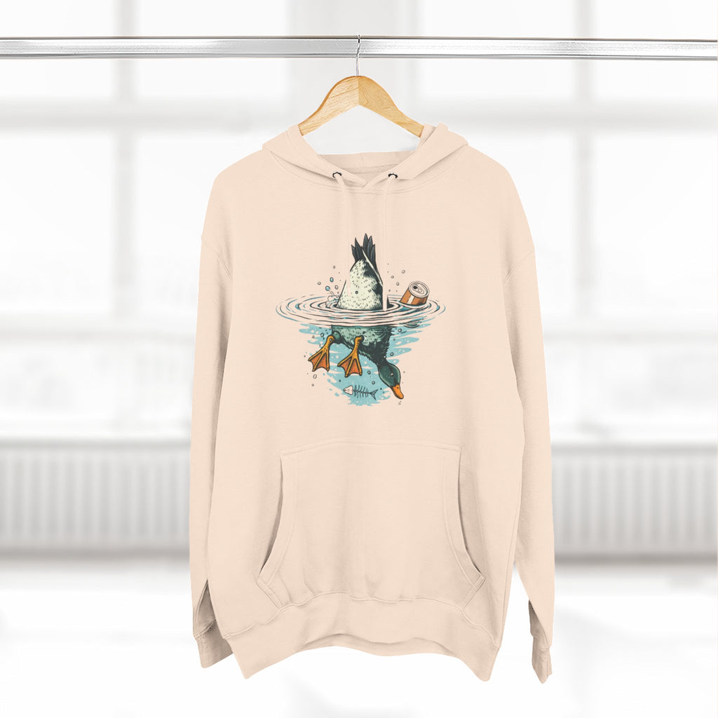 Bottoms Up Duck Fleece Hoodie | Beer Can Graphic Three Panel Pullover