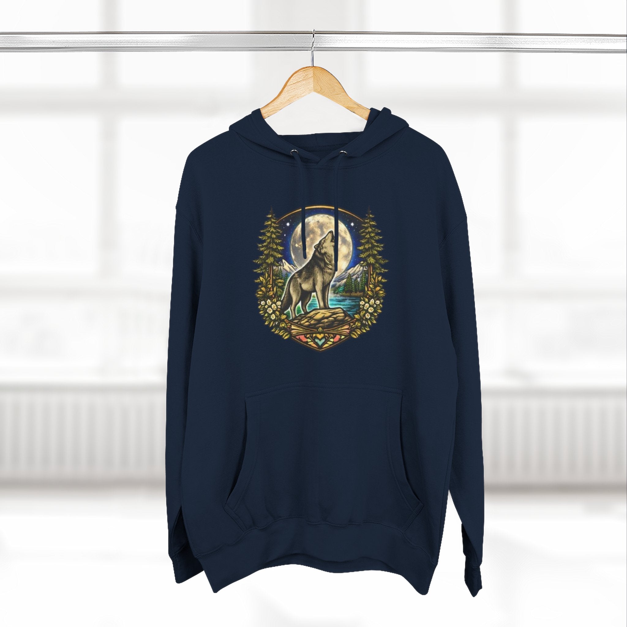 Wolf Moon Hoodie | Woodland Night Howl Graphic Fleece Hoodie