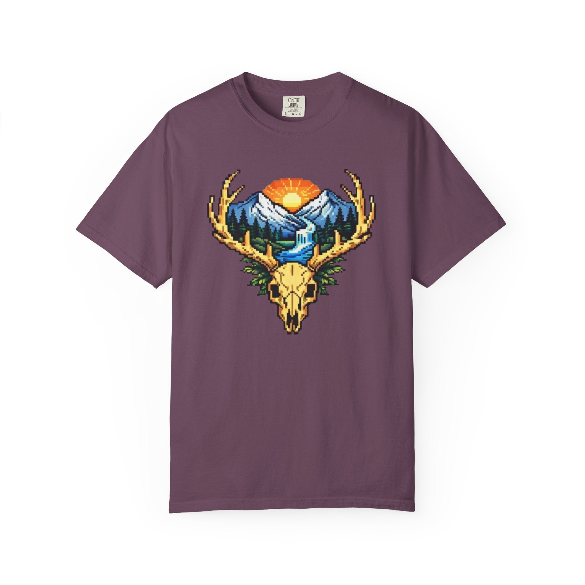 Pixel Art Deer Skull Mountain T-Shirt
