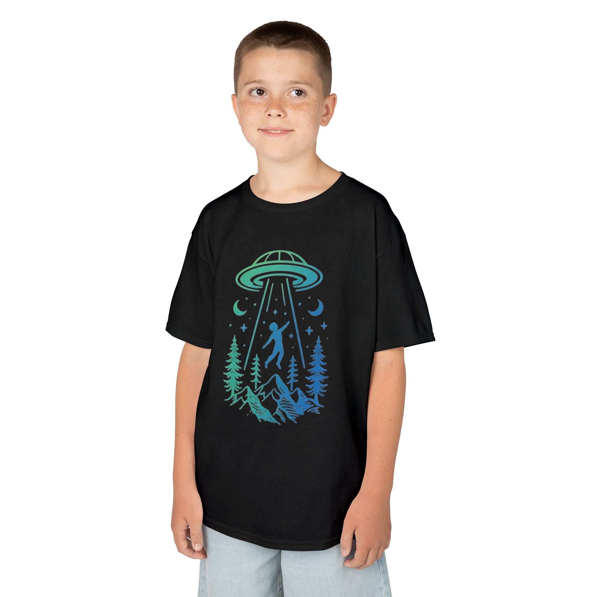 Kids UFO Abduction Tee | Space Adventure Mountain Shirt