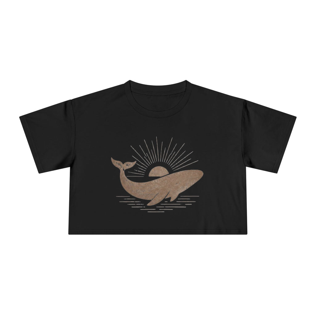 Whale Sunset Crop Tee | Vintage Ocean Graphic Womens Top