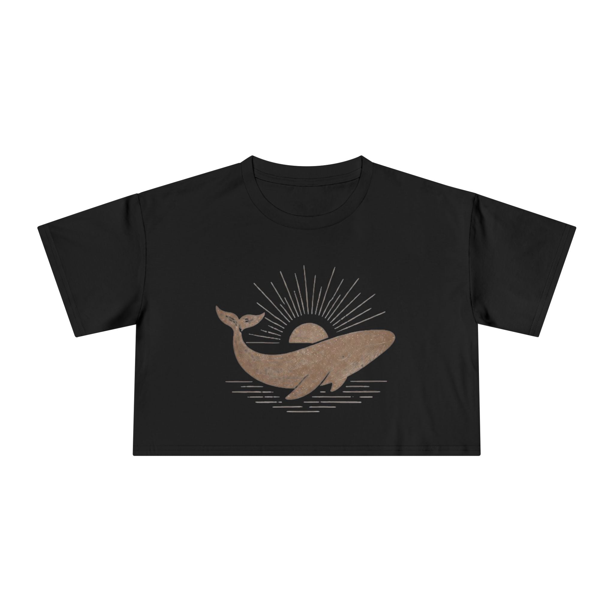 Whale Sunset Crop Tee | Vintage Ocean Graphic Womens Top