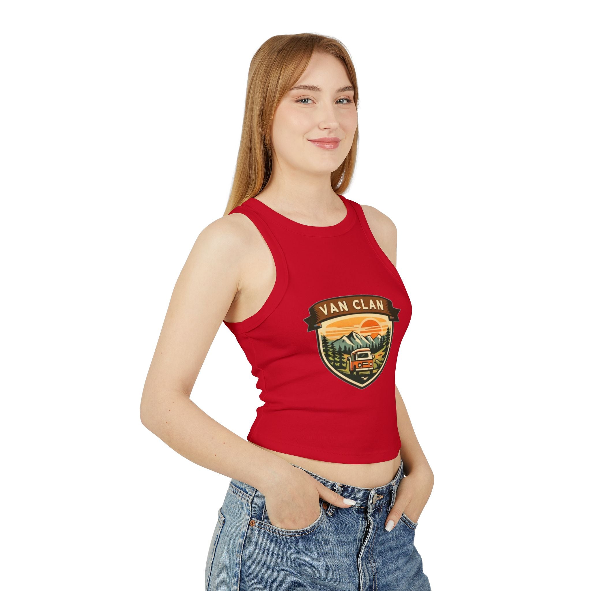 Van Clan Adventure Tank Top | Womens Outdoor Camper Badge Racer Tank