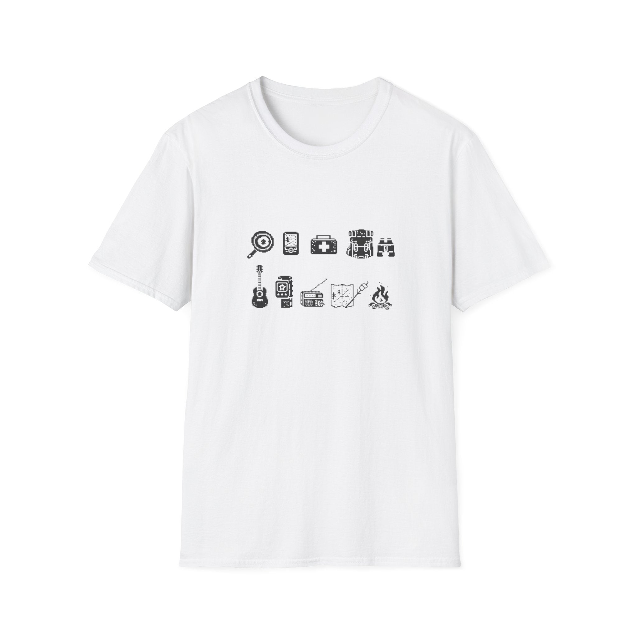 T-Shirt | Minimal Camping Gear Icons Graphic Tee | Camping Kit Tee