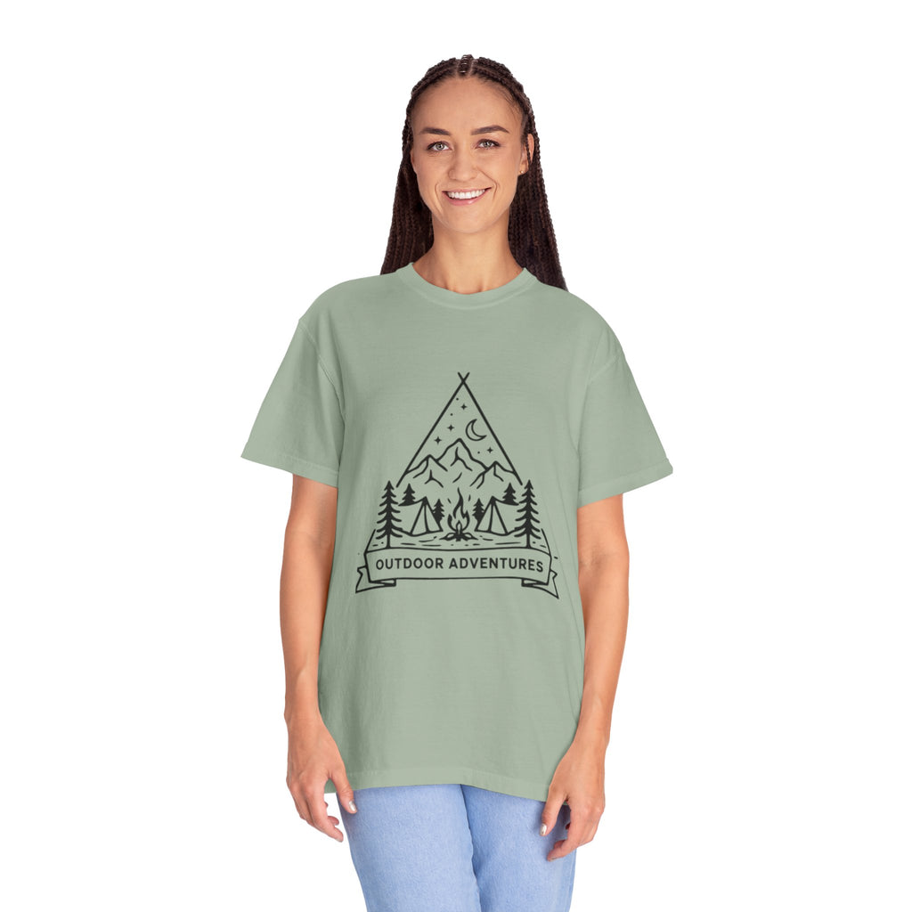 Outdoor Adventures T-Shirt | Camping Mountains Campfire Graphic Tee