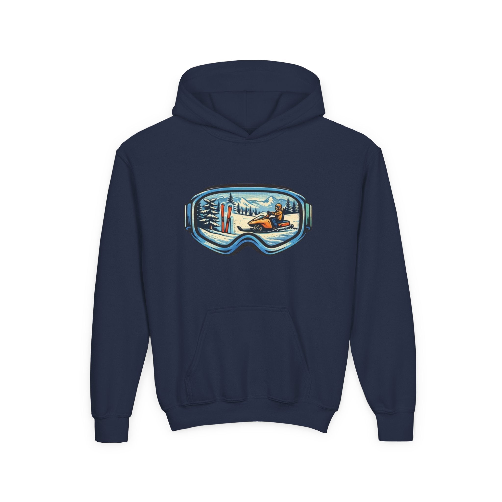 Youth Ski Goggles Hoodie | Winter Snowboard Scene Pullover