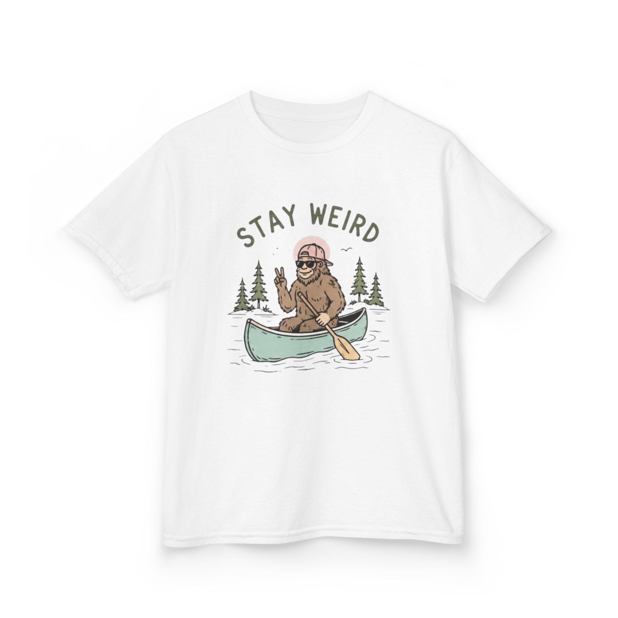 Kids Tee | "Stay Weird" Canoe Sasquatch Graphic