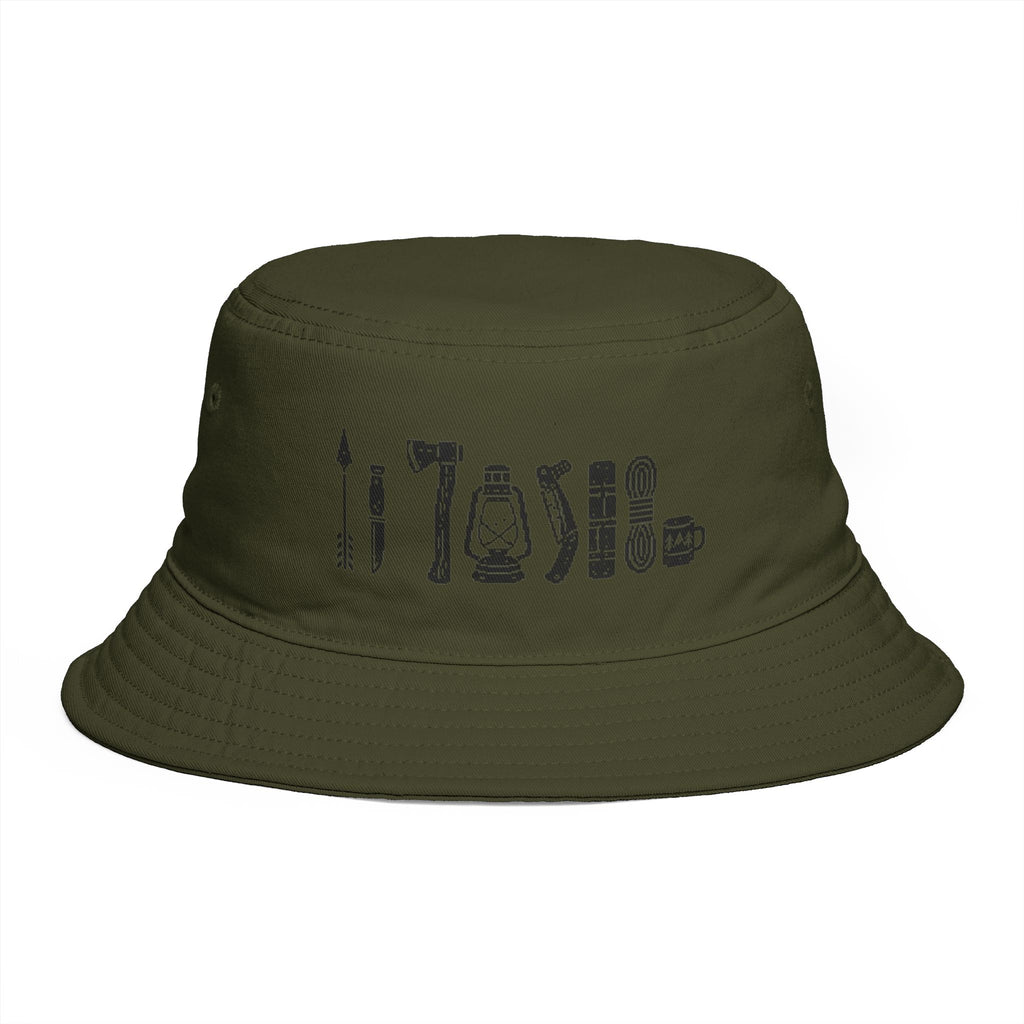 Pixel Art Camping Essentials Catalog Bucket Hat