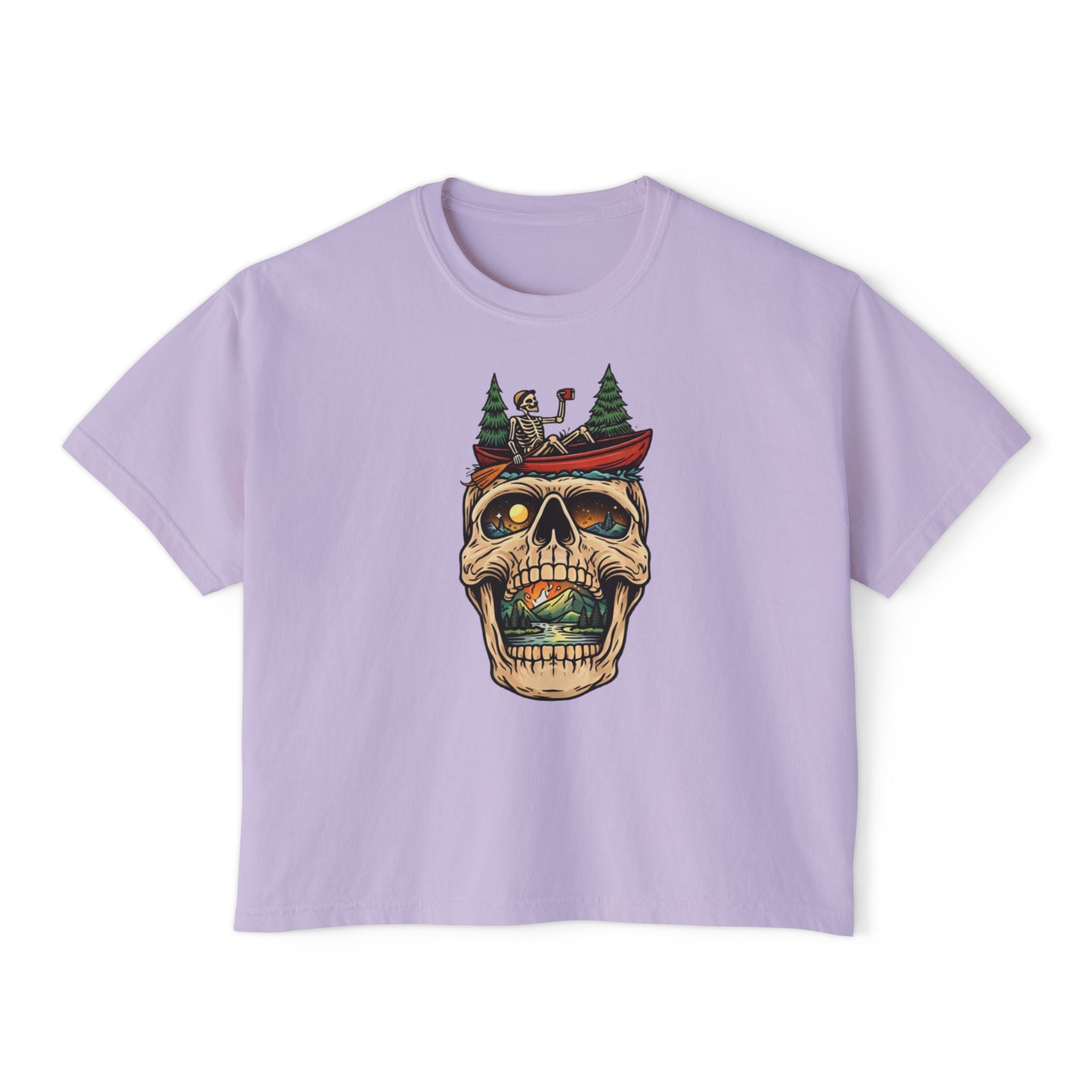 Skull Canoe Graphic Tee | Adventure Outdoors Women's Boxy T-Shirt