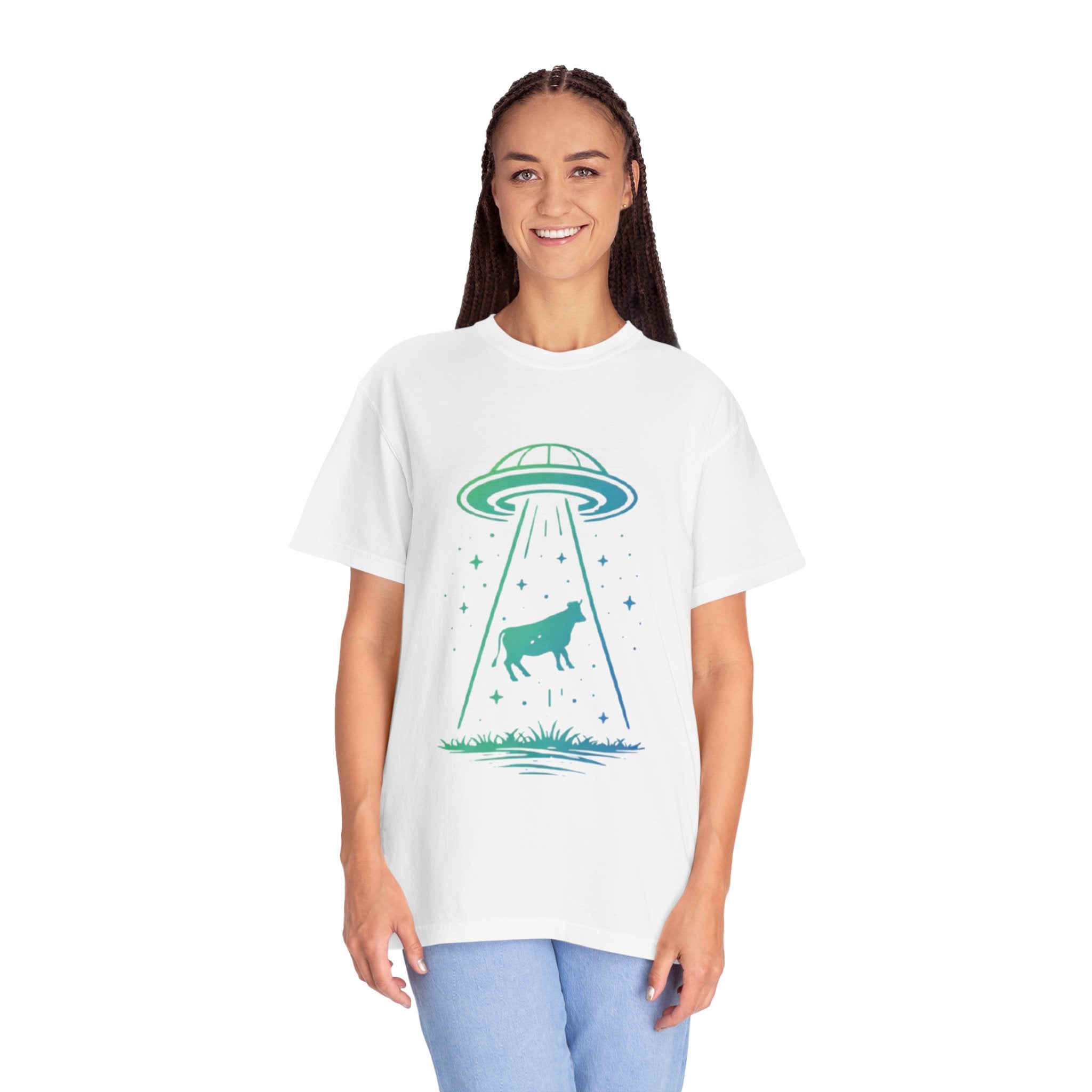 Cow Abduction UFO T-Shirt | Alien Cow Beam Graphic Tee