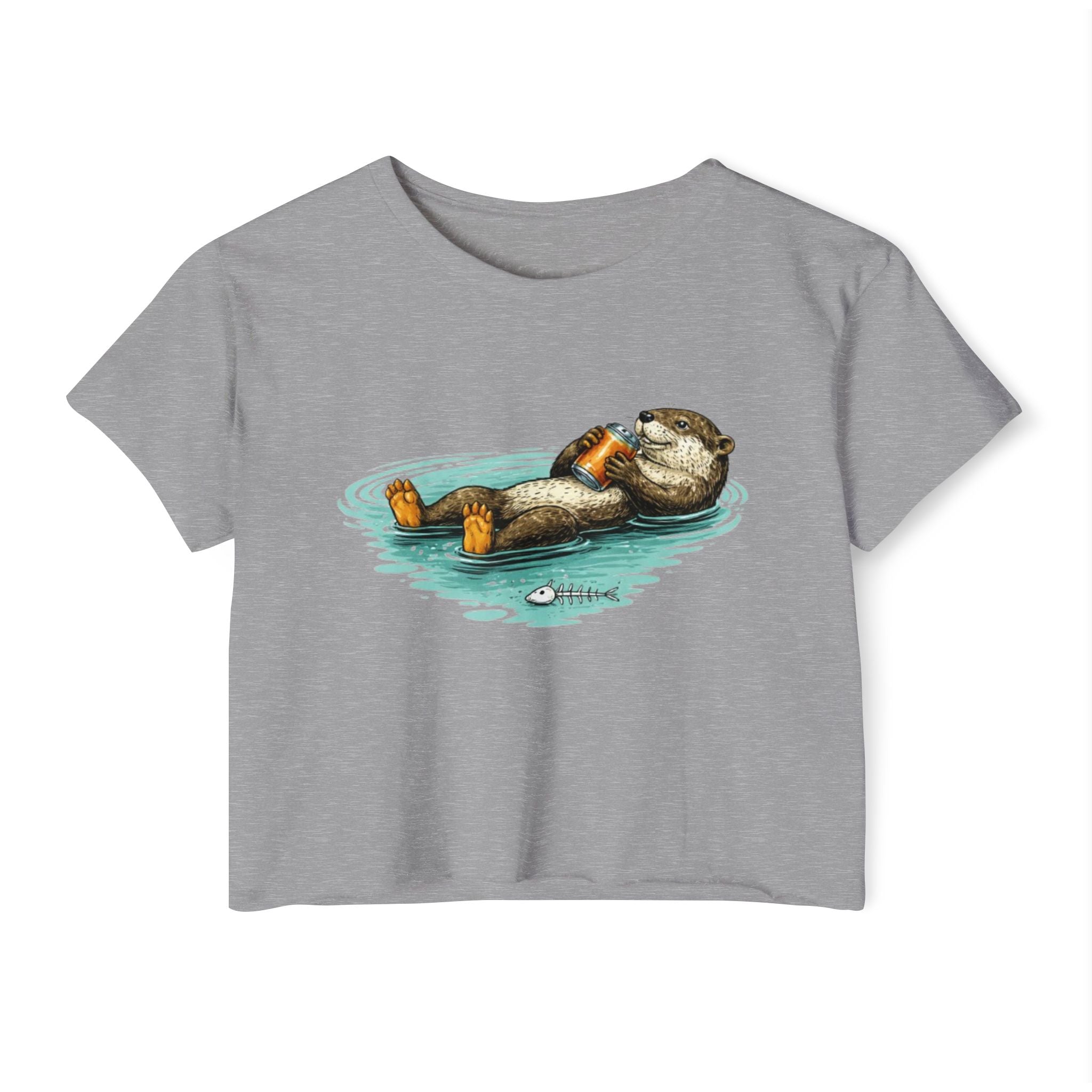 Otter with Beer Cute Festival Crop Top | Floating Otter Design